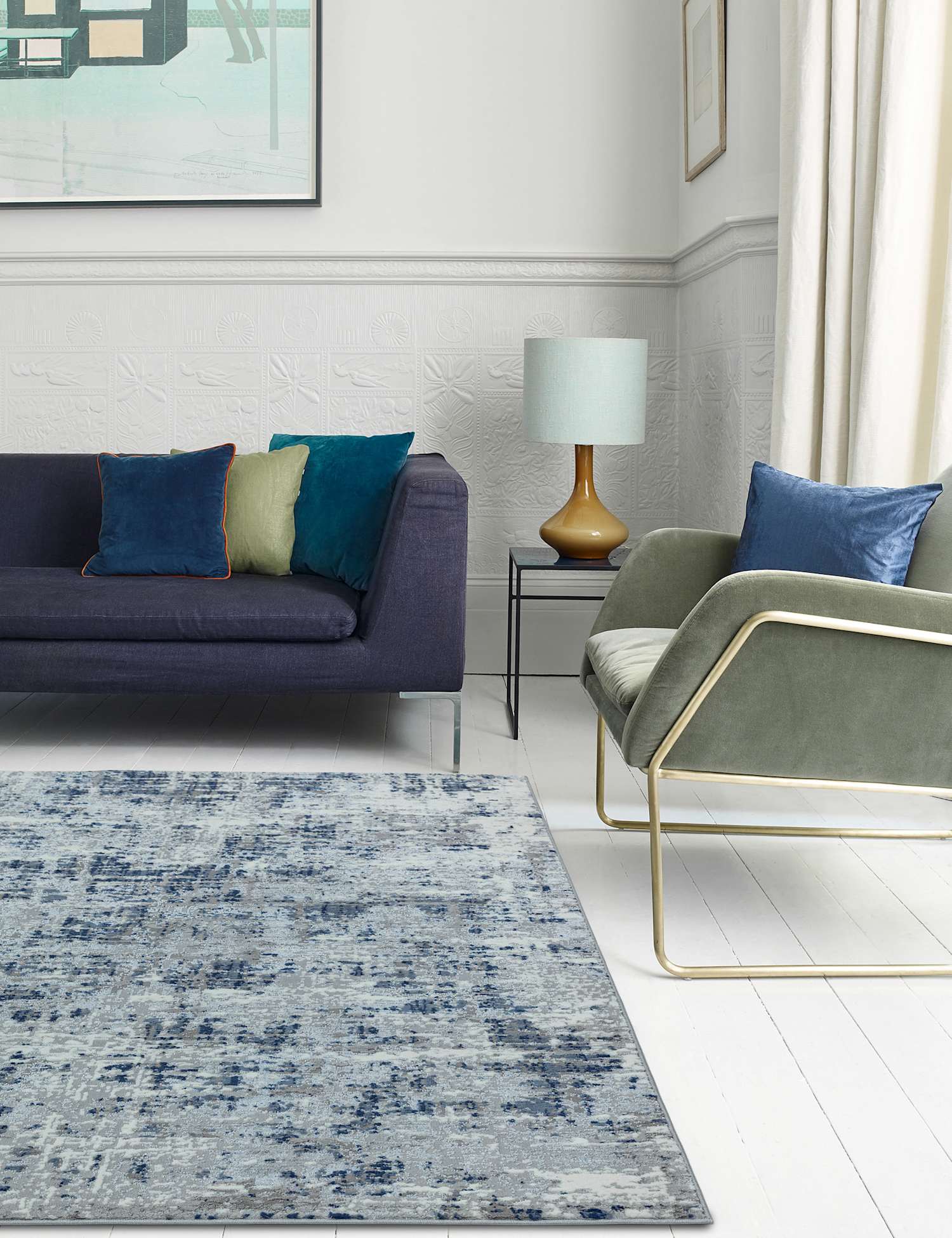 Asiatic Orion Abstract Metallic Rug Blue