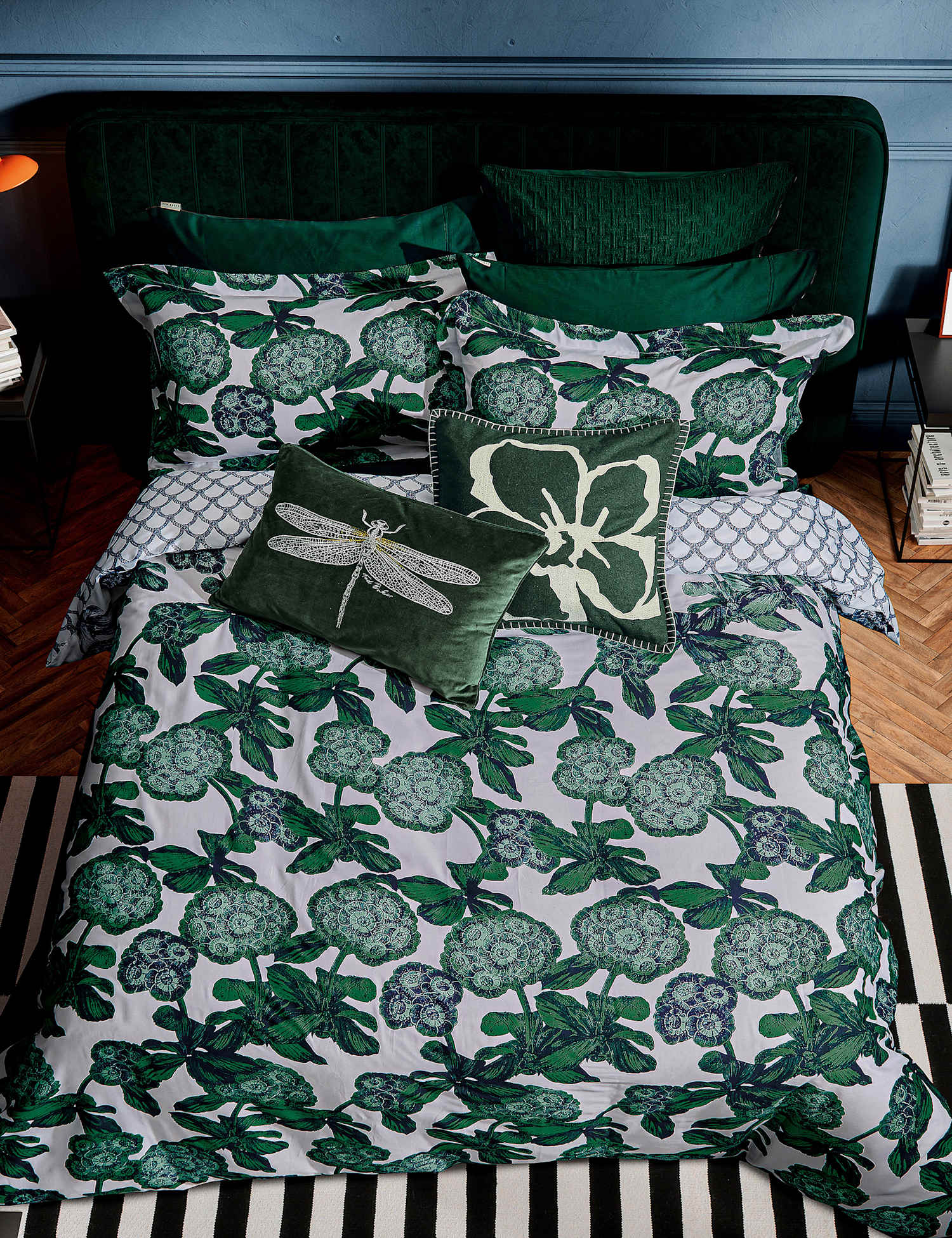 Ted Baker Pure Cotton Ombre Hydrangea Bedding Set Green Mix