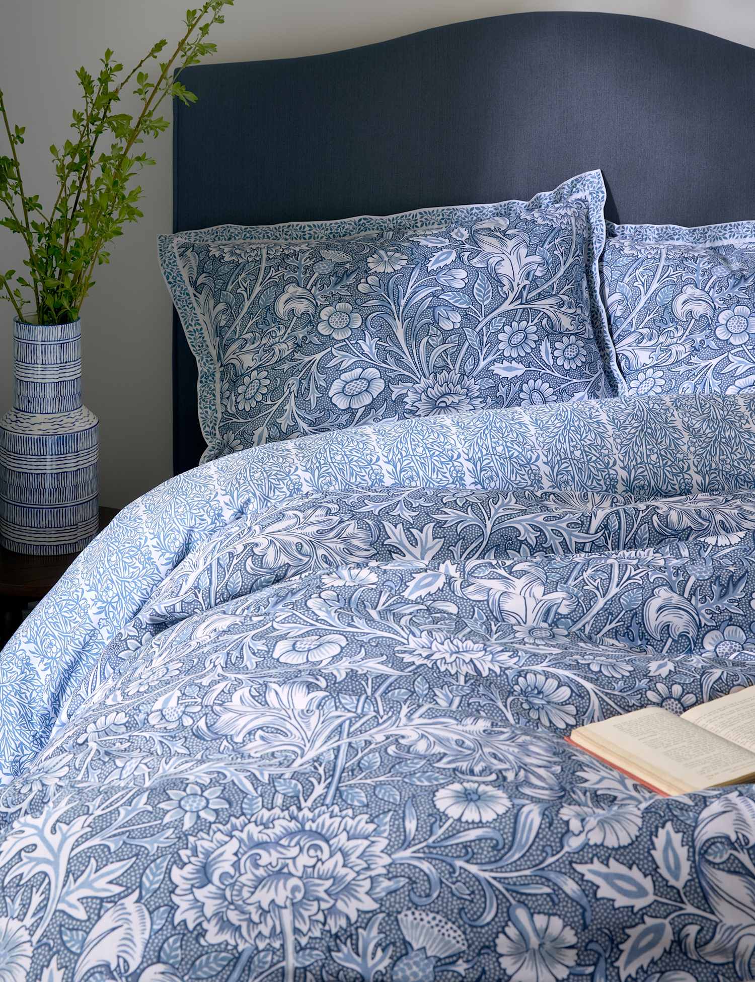 William Morris At Home 2 Pack Pure Cotton Frieze Double Bough Pillowcases Blue Mix