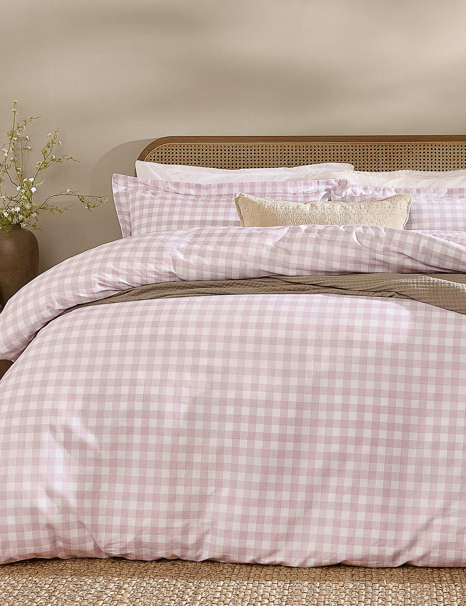 YARD Washed Cotton Barton Gingham Bedding Set Pink Mix