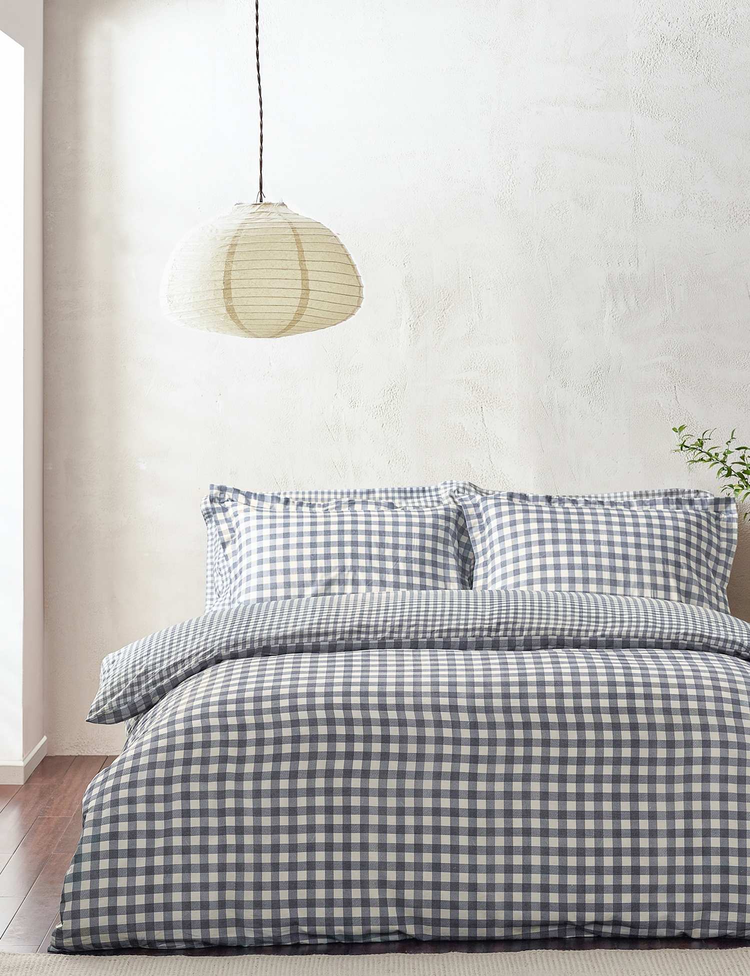 YARD Washed Cotton Barton Gingham Bedding Set Navy Mix