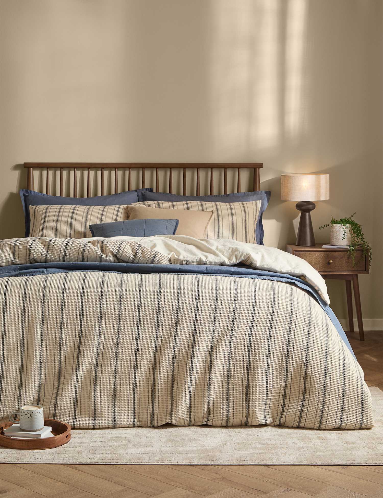 YARD Washed Cotton Selby Waffle Bedding Set Natural Mix