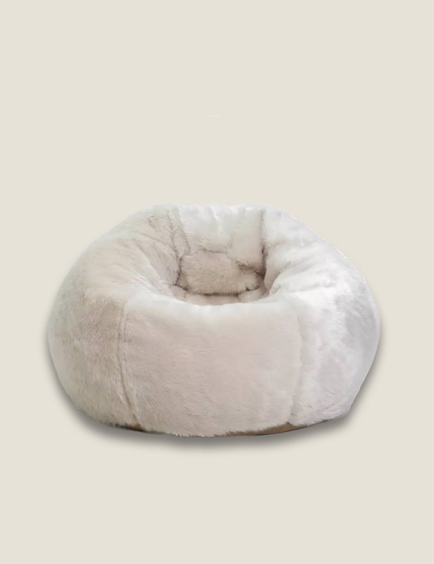Kaikoo Faux Fur Pouffe Cream