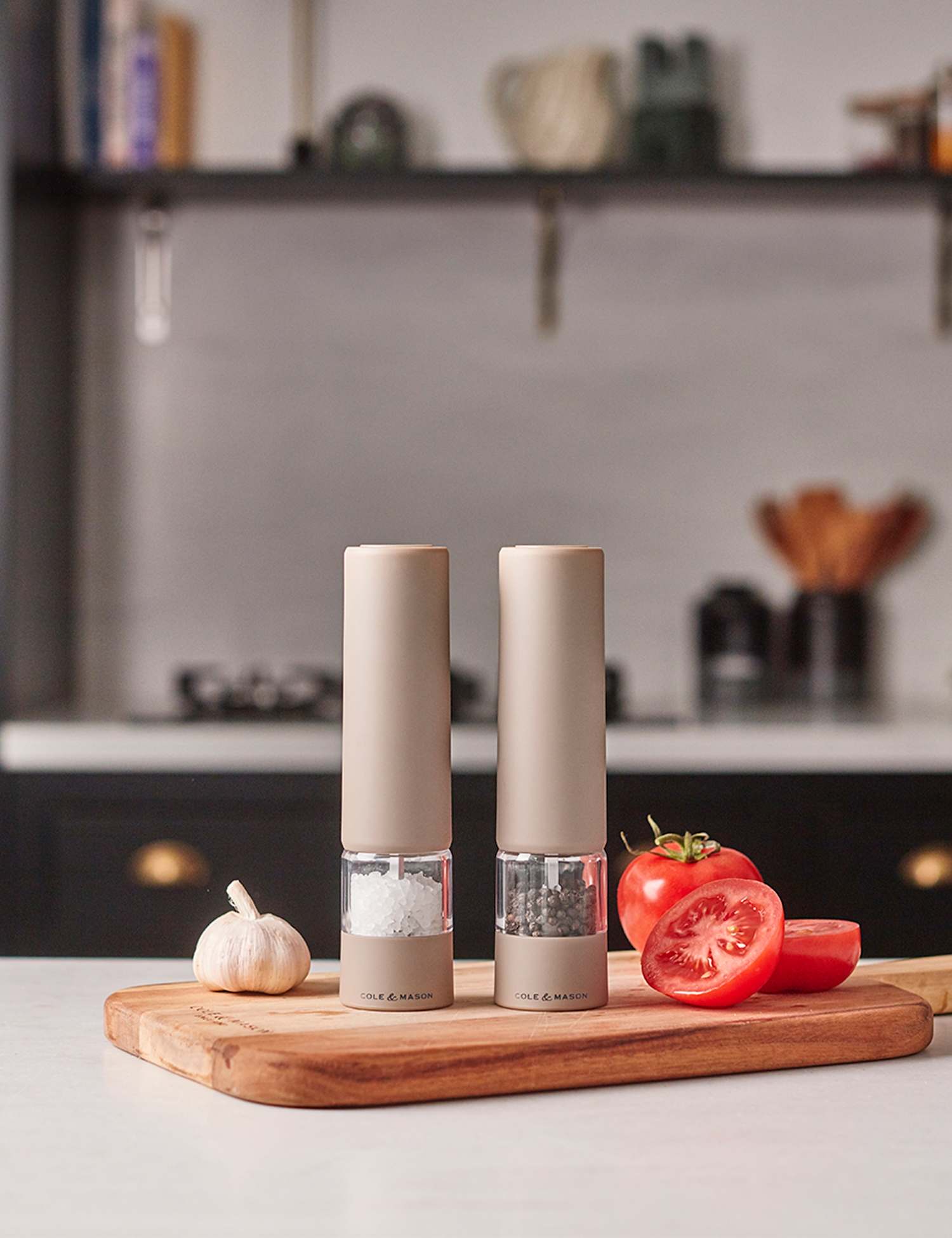 Cole & Mason Electric Ceramic Salt & Pepper Mill Set Cream