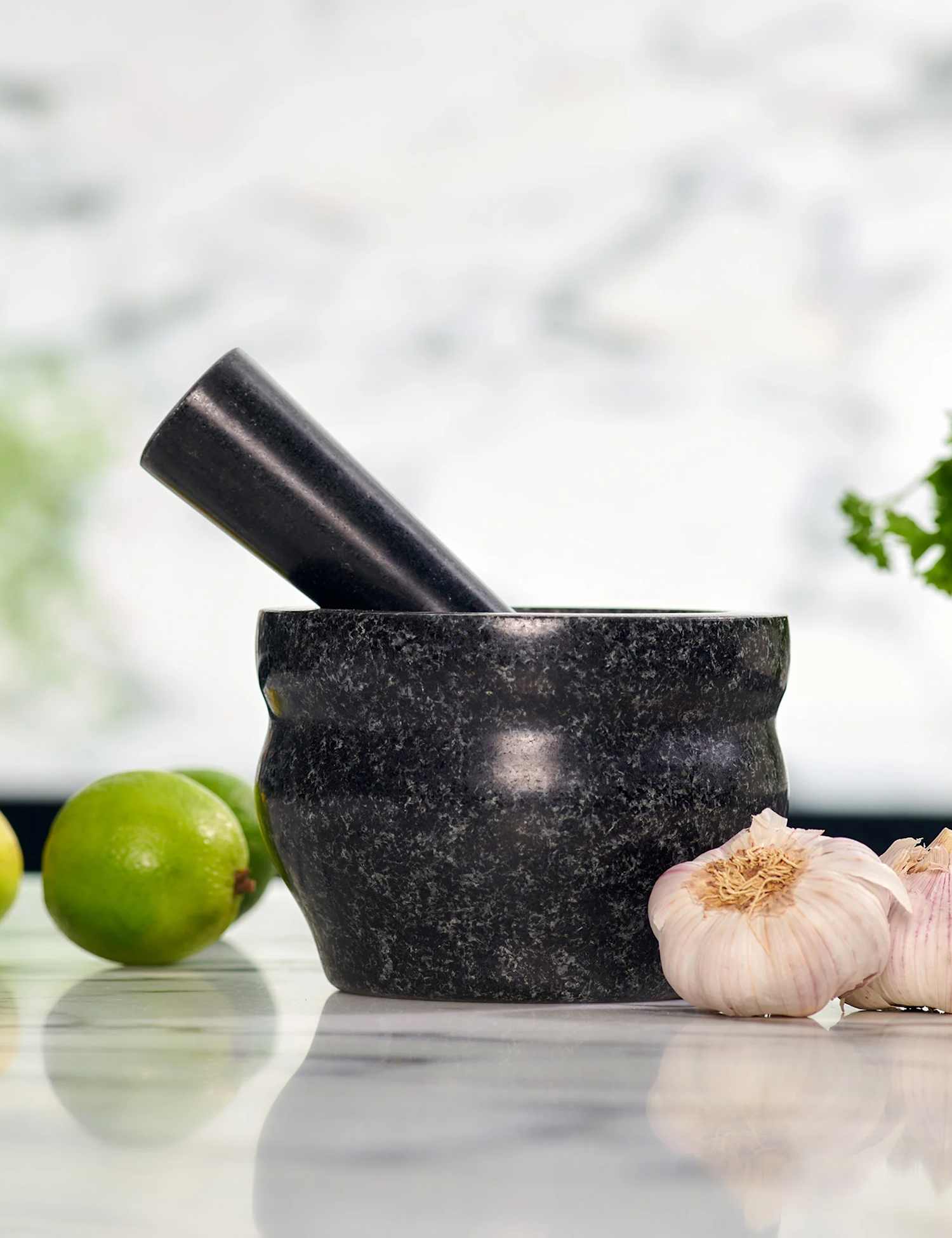 Cole & Mason Polished Granite Pestle And Mortar 14cm Black