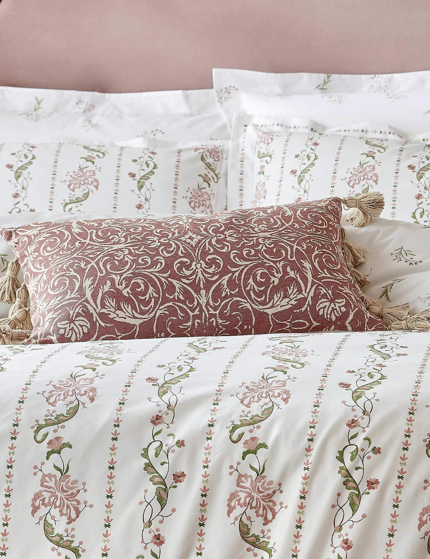 Historic Royal Palaces Pure Cotton Kensington Cushion Pink Mix