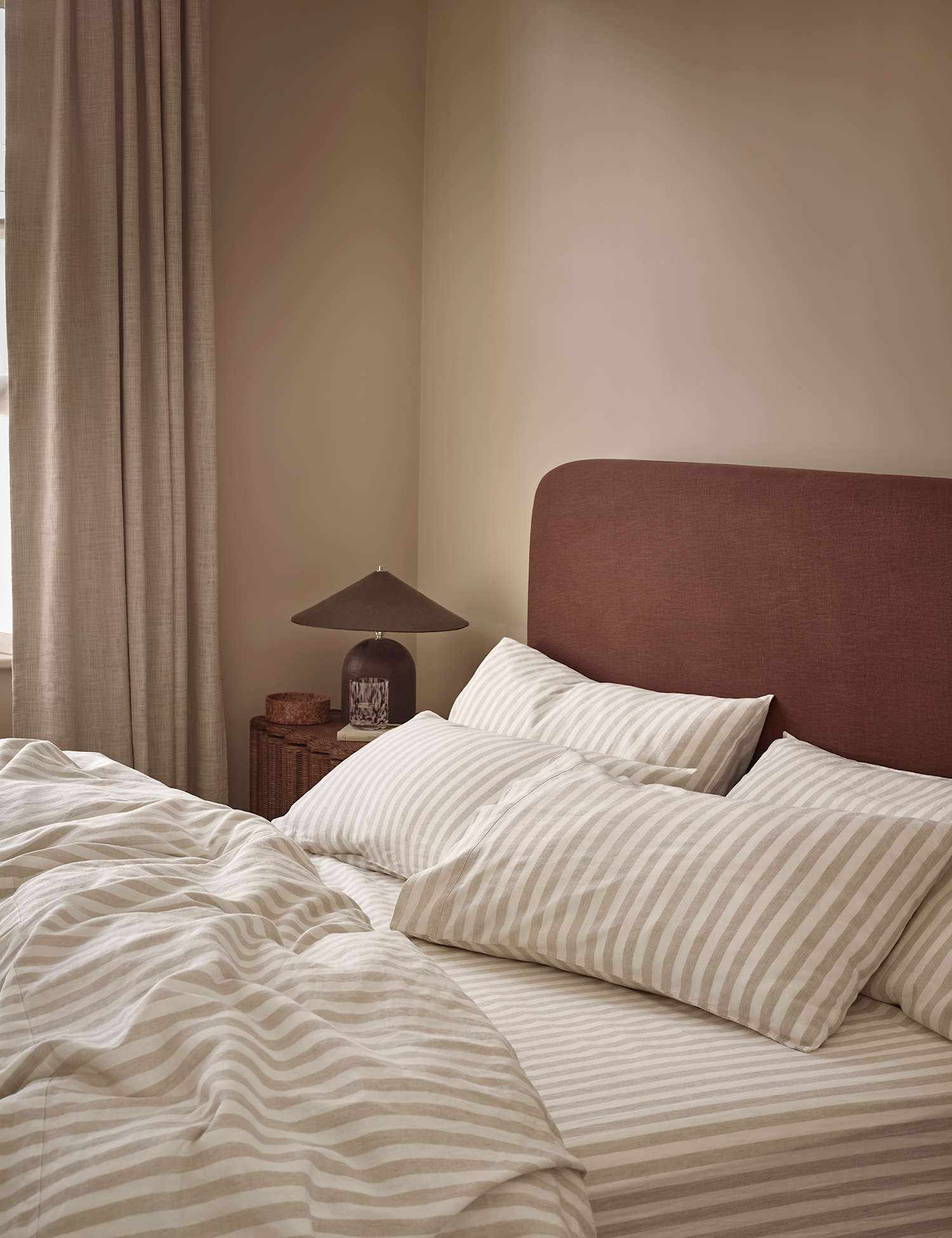 Piglet In Bed Linen Blend Striped Duvet Cover Ivory Mix