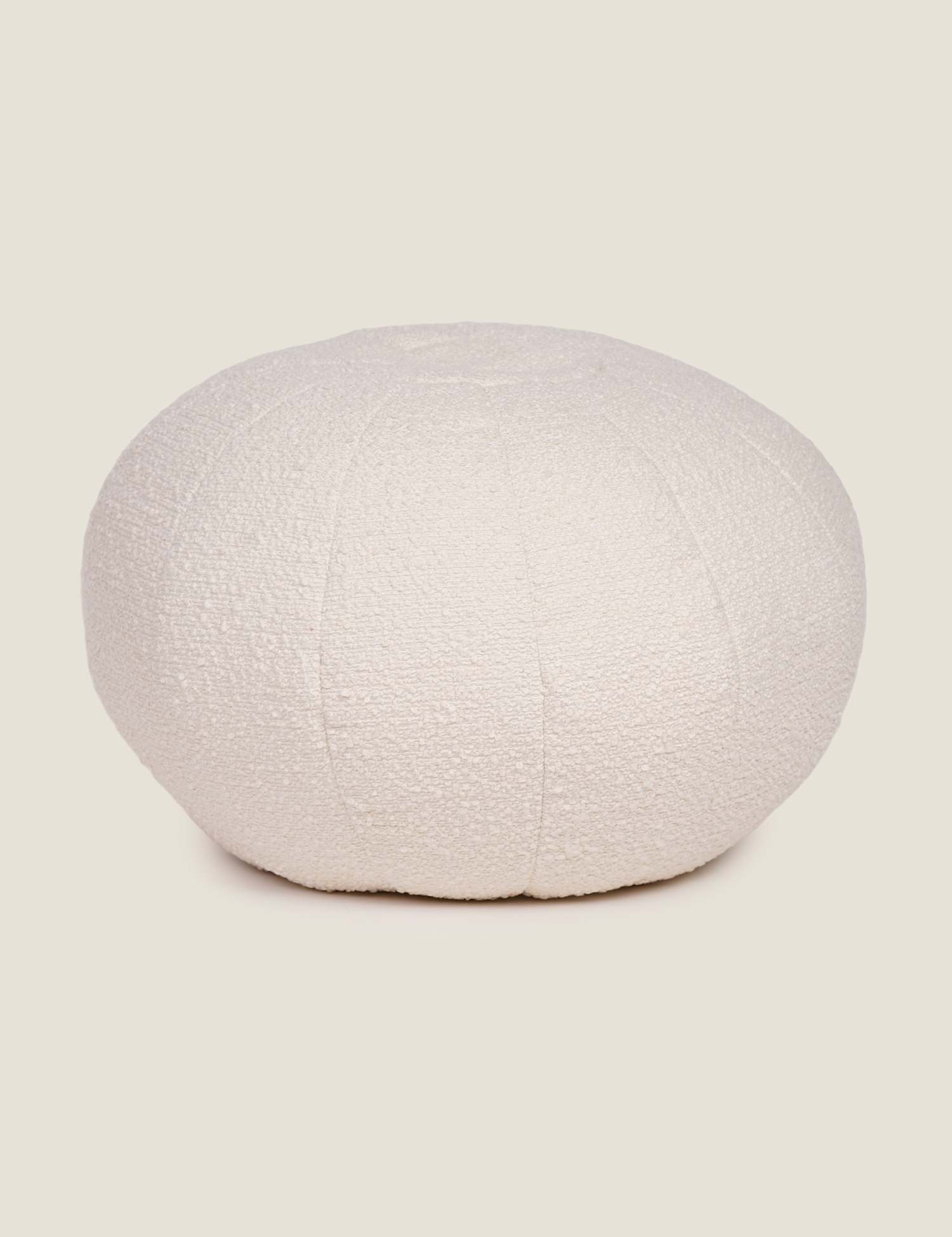 Kaikoo Textured Boucl� Round Pouffe Cream