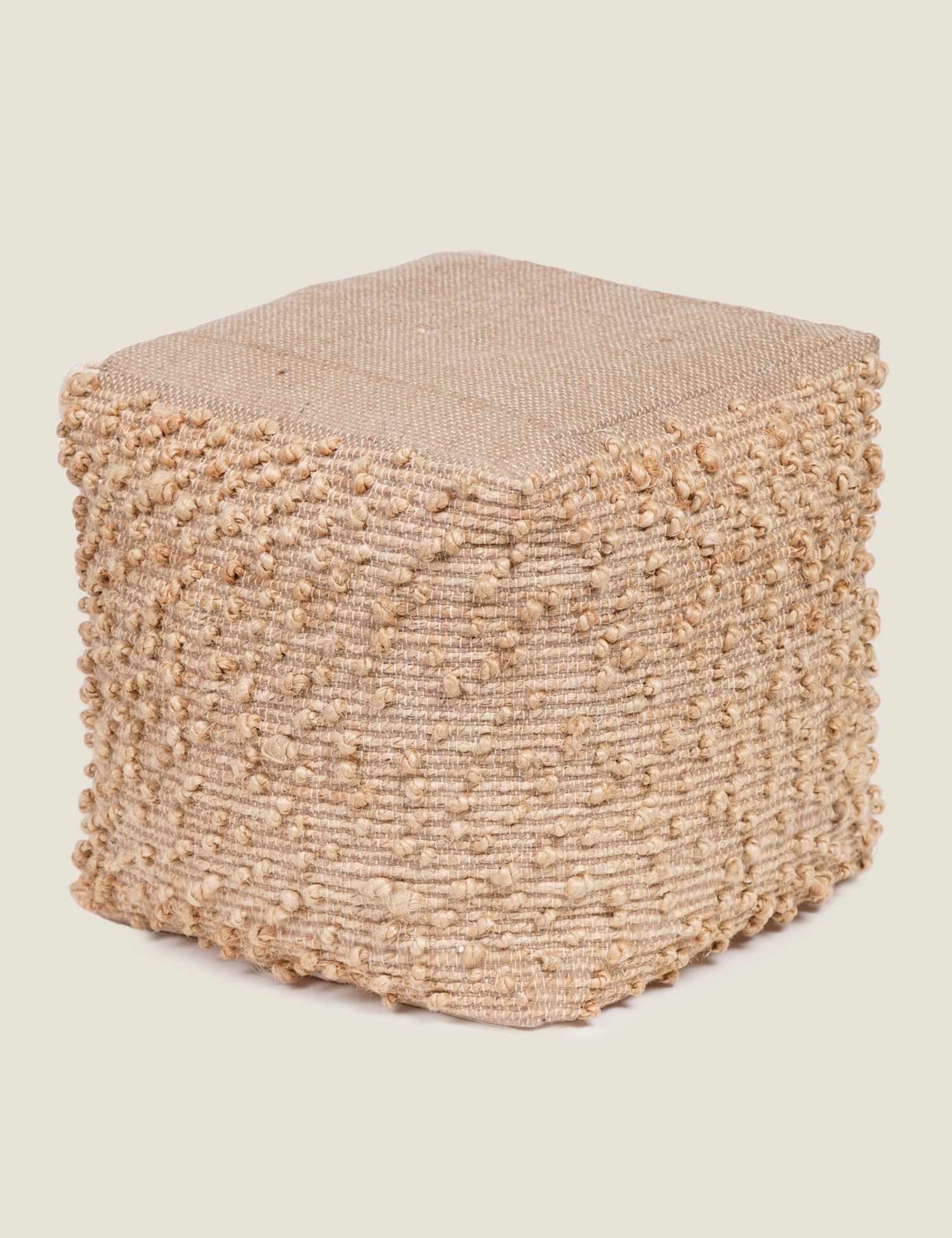 Kaikoo Textured Jute Square Pouffe Natural Mix