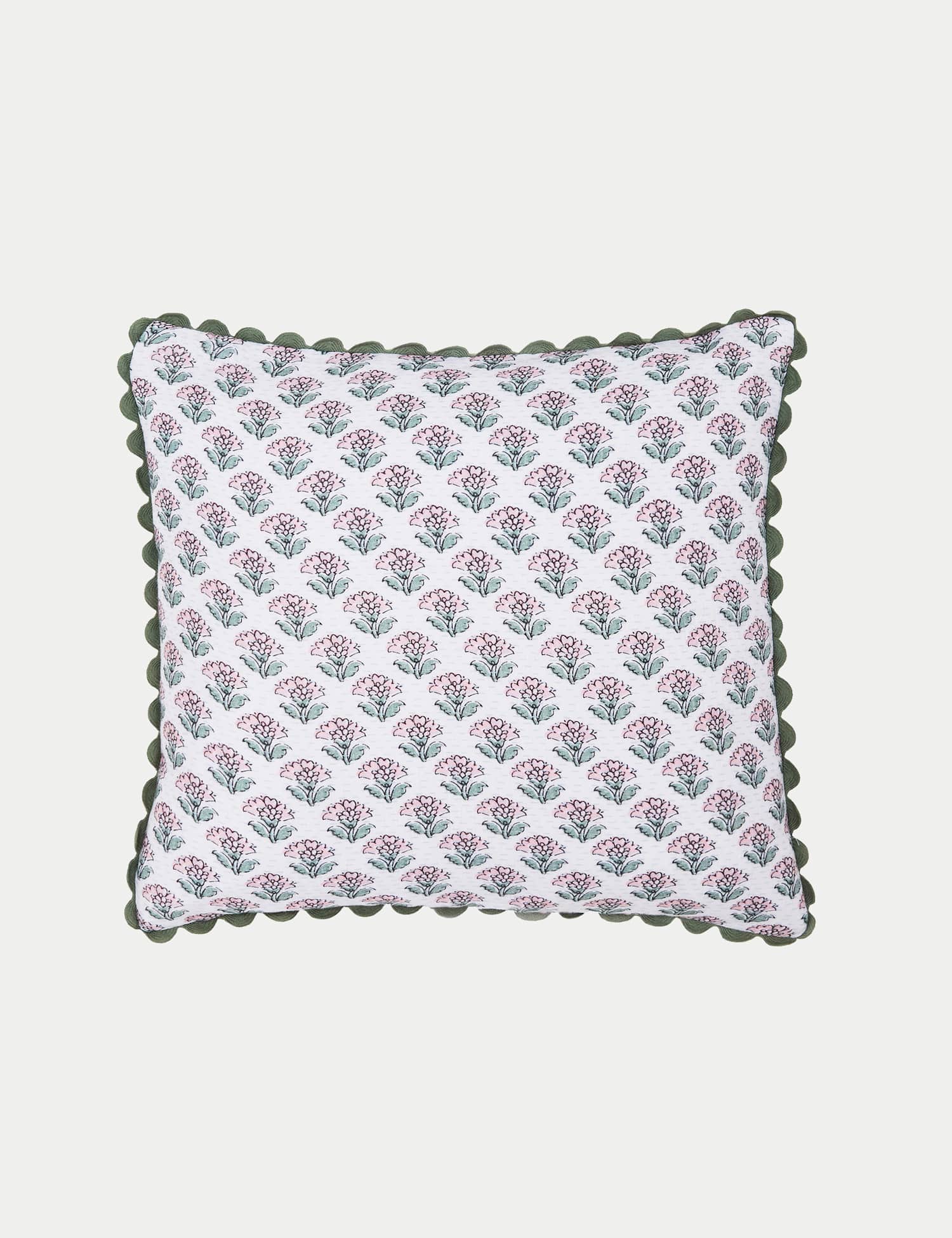 Joules Pure Cotton Indienne Blockprint Cushion Khaki