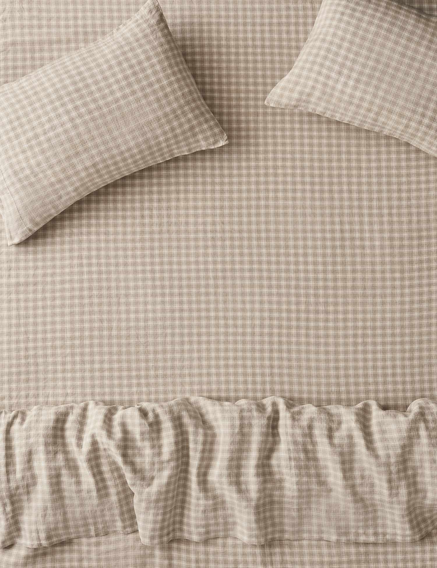 Piglet In Bed Pure Linen Patterned Fitted Sheet Taupe