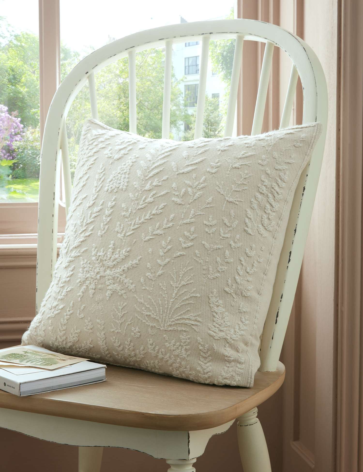 Laura Ashley Felsham Textured Botanical Cushion Natural