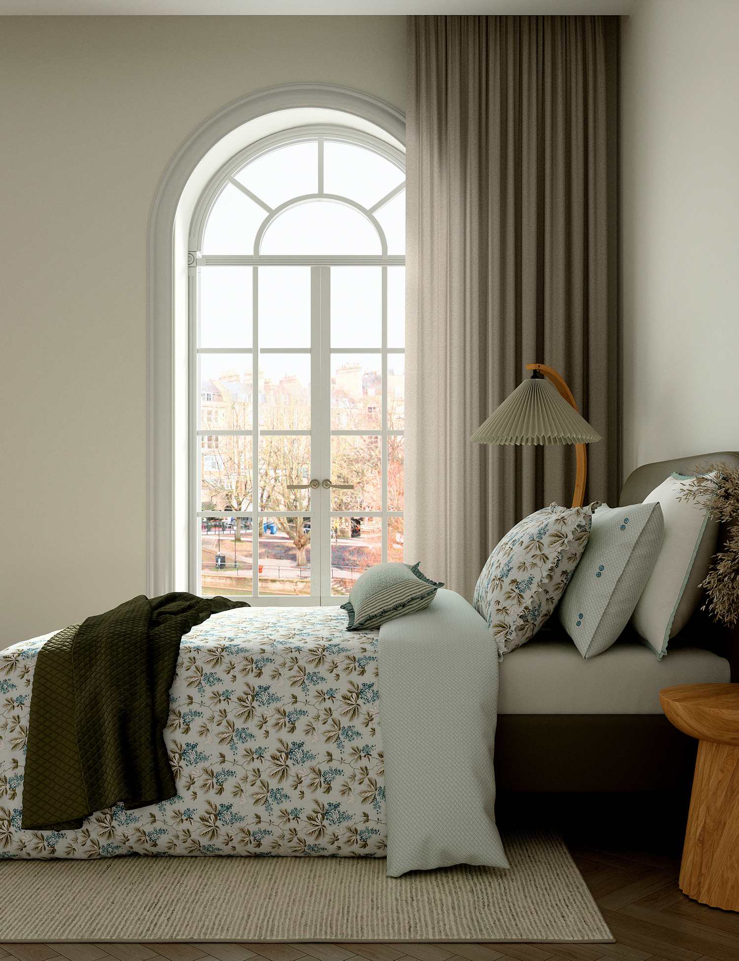 Bedeck of Belfast Velvet Clarence Quilted Throw Green Mix