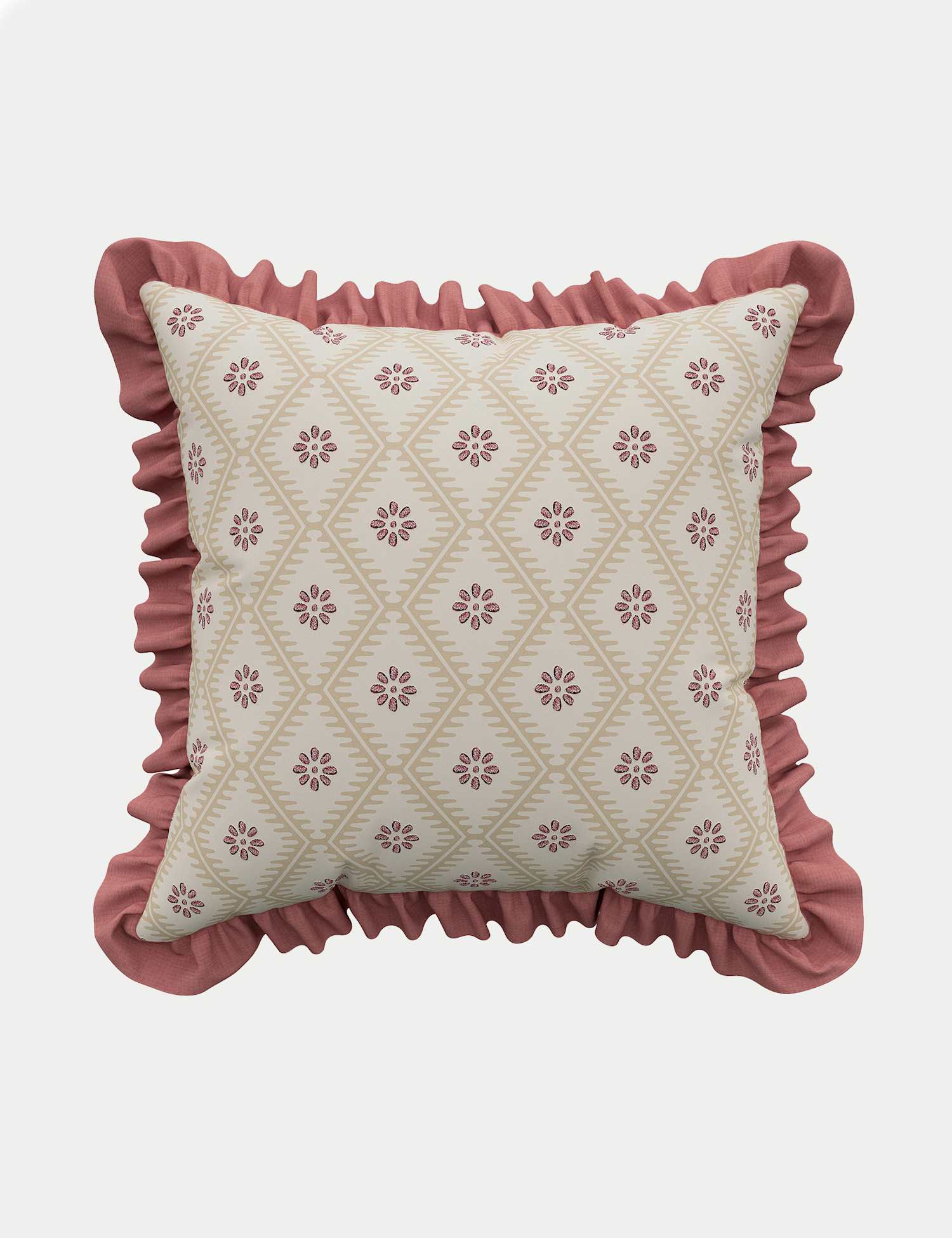 Sanderson Pure Cotton Poets Rose Embroidered Cushion Pink