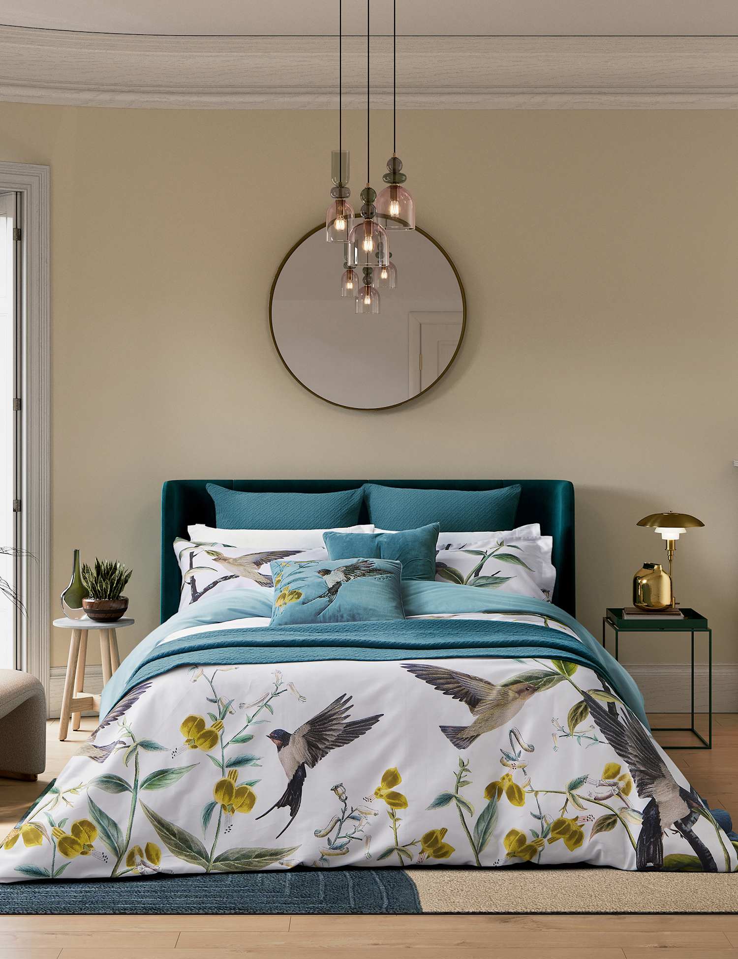 Ted Baker Pure Cotton Botanical Birds Bedding Set Multi