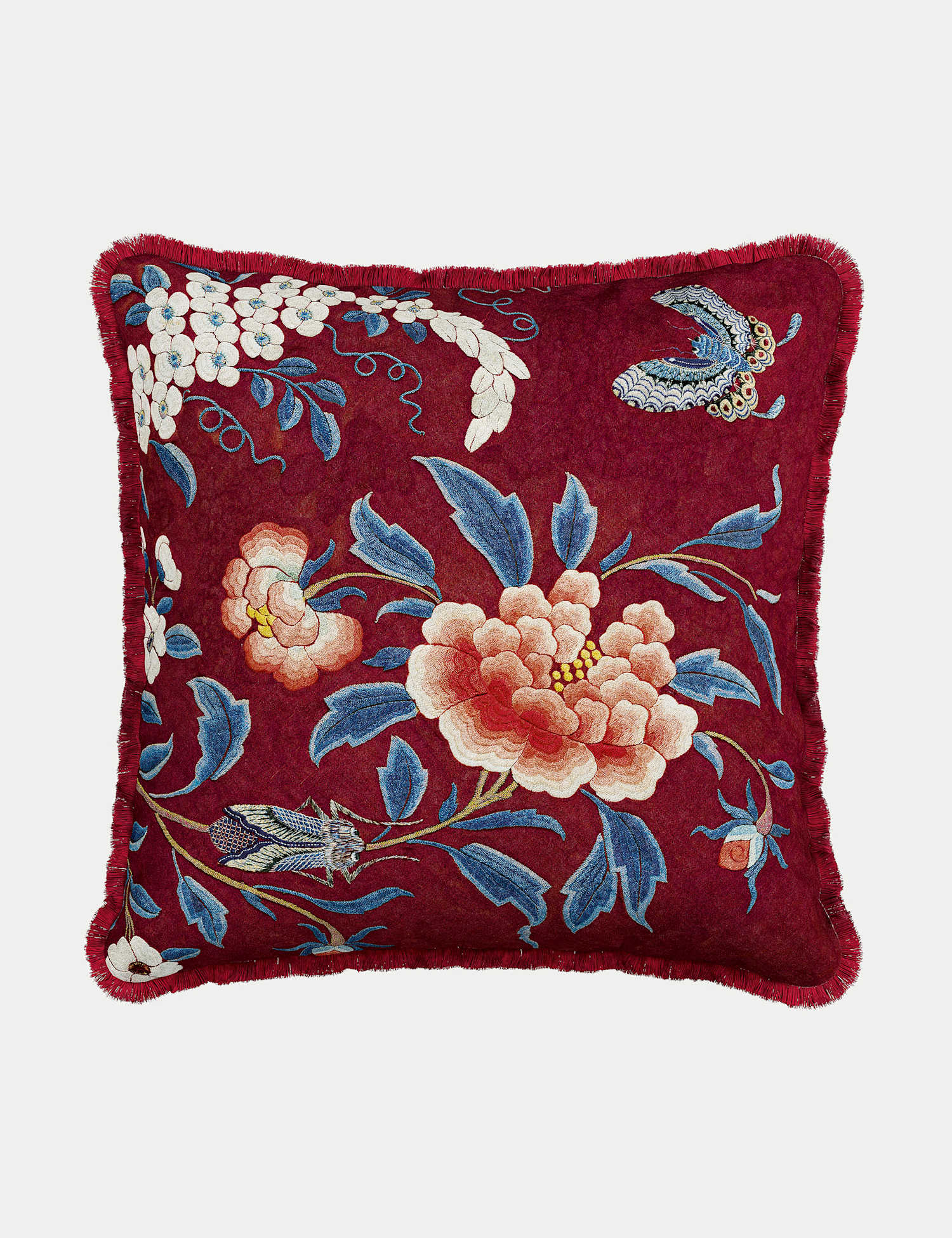 V&A Pure Cotton Chinoiserie Charm Cushion Red Mix