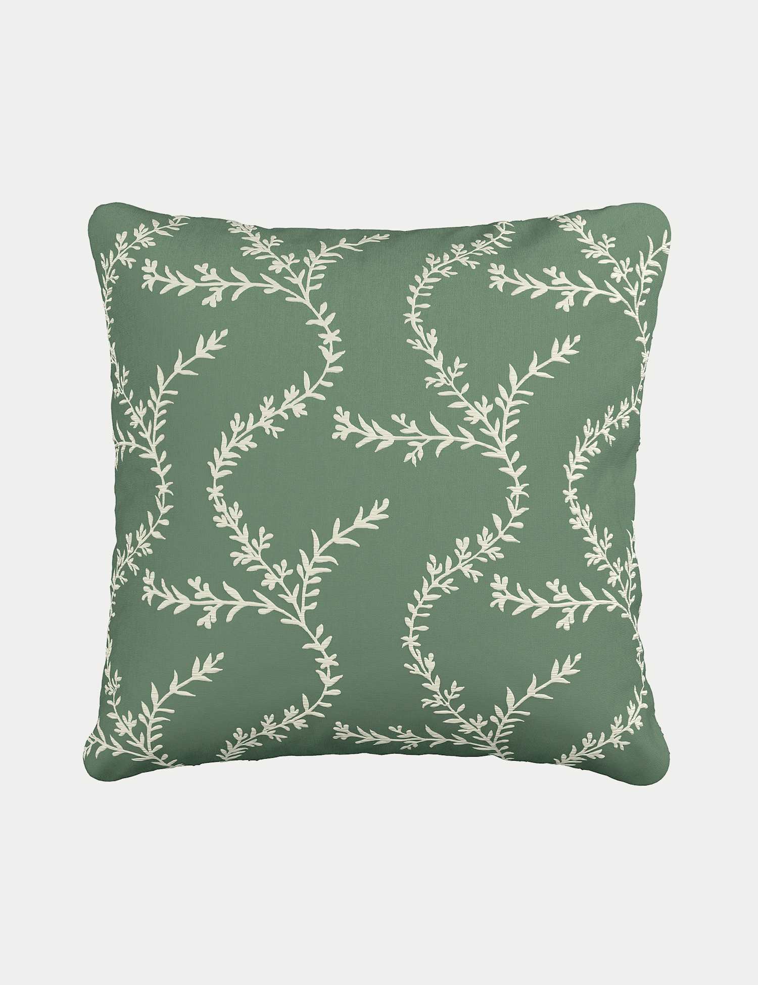 V&A Velvet Chikan Cushion Green