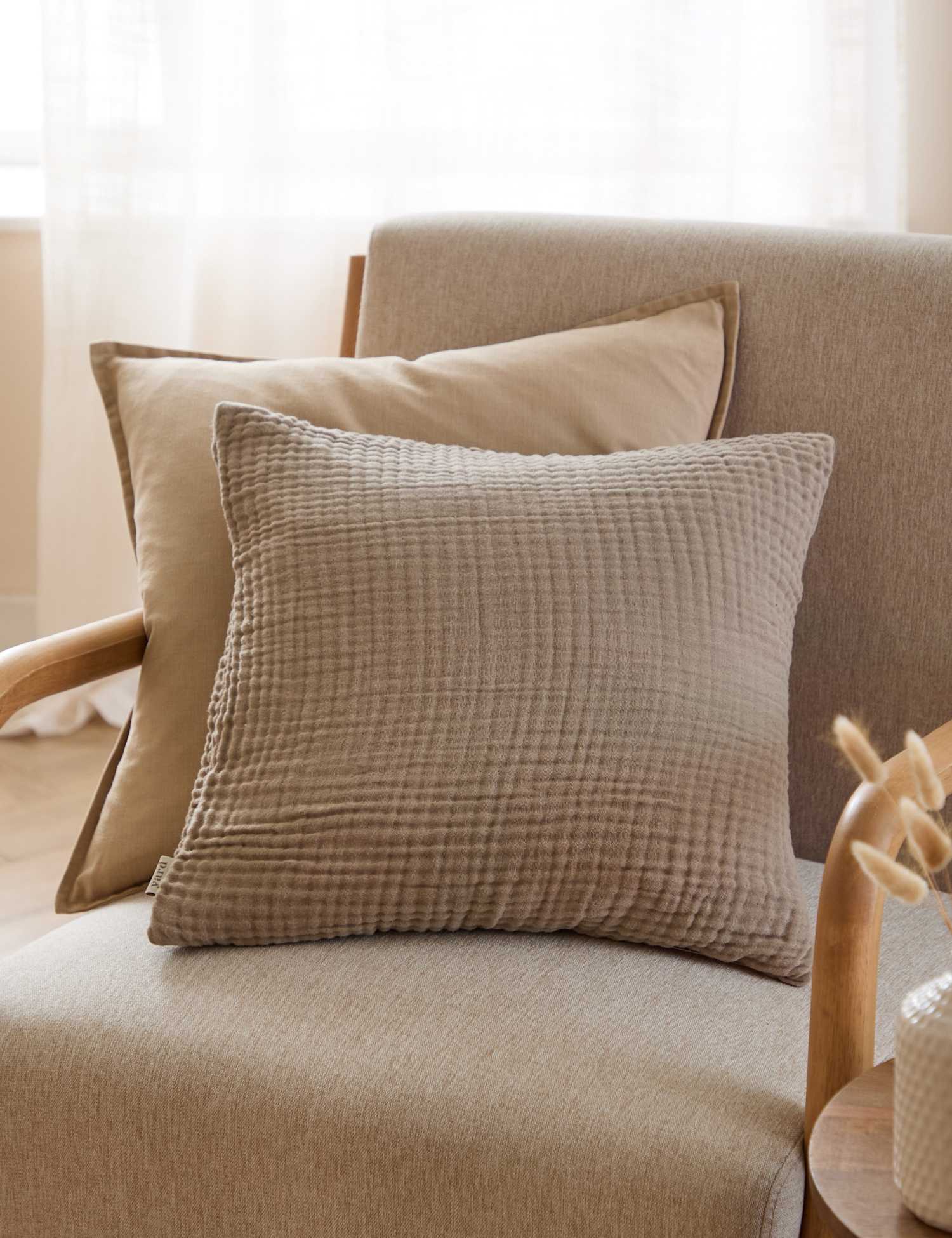 YARD Lark Pure Cotton Cushion Brown