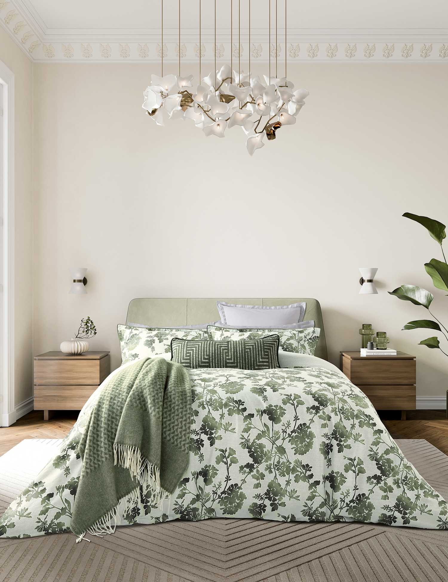 Bedeck of Belfast Pure Cotton Yoko Bedding Set Green Mix