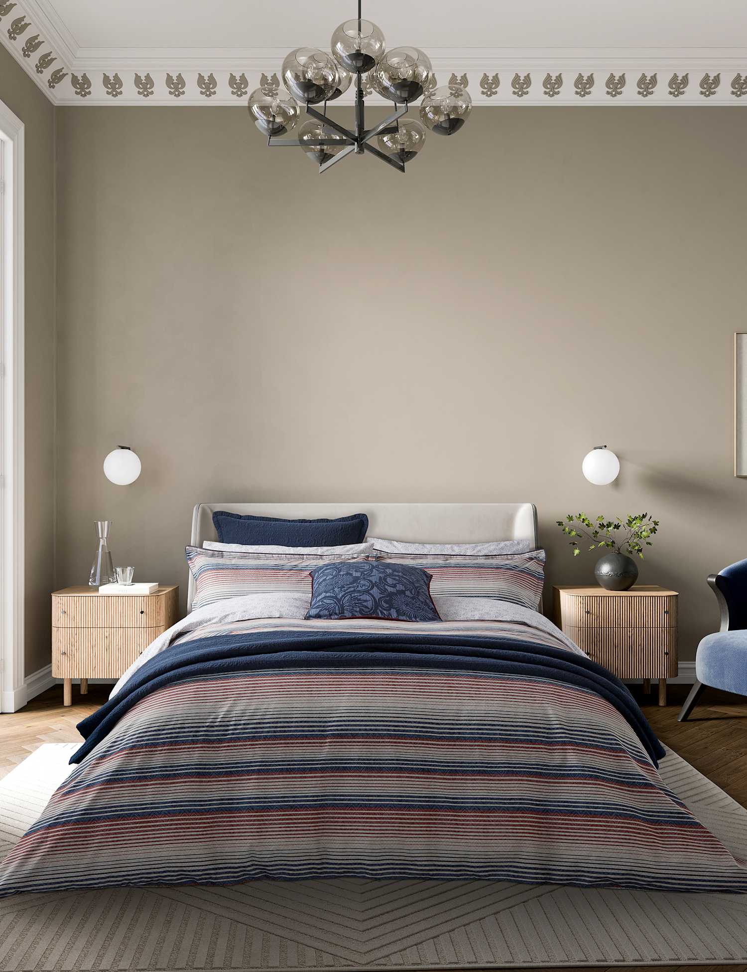 Bedeck of Belfast Cotton Rich Stafford Bedding Set Navy Mix