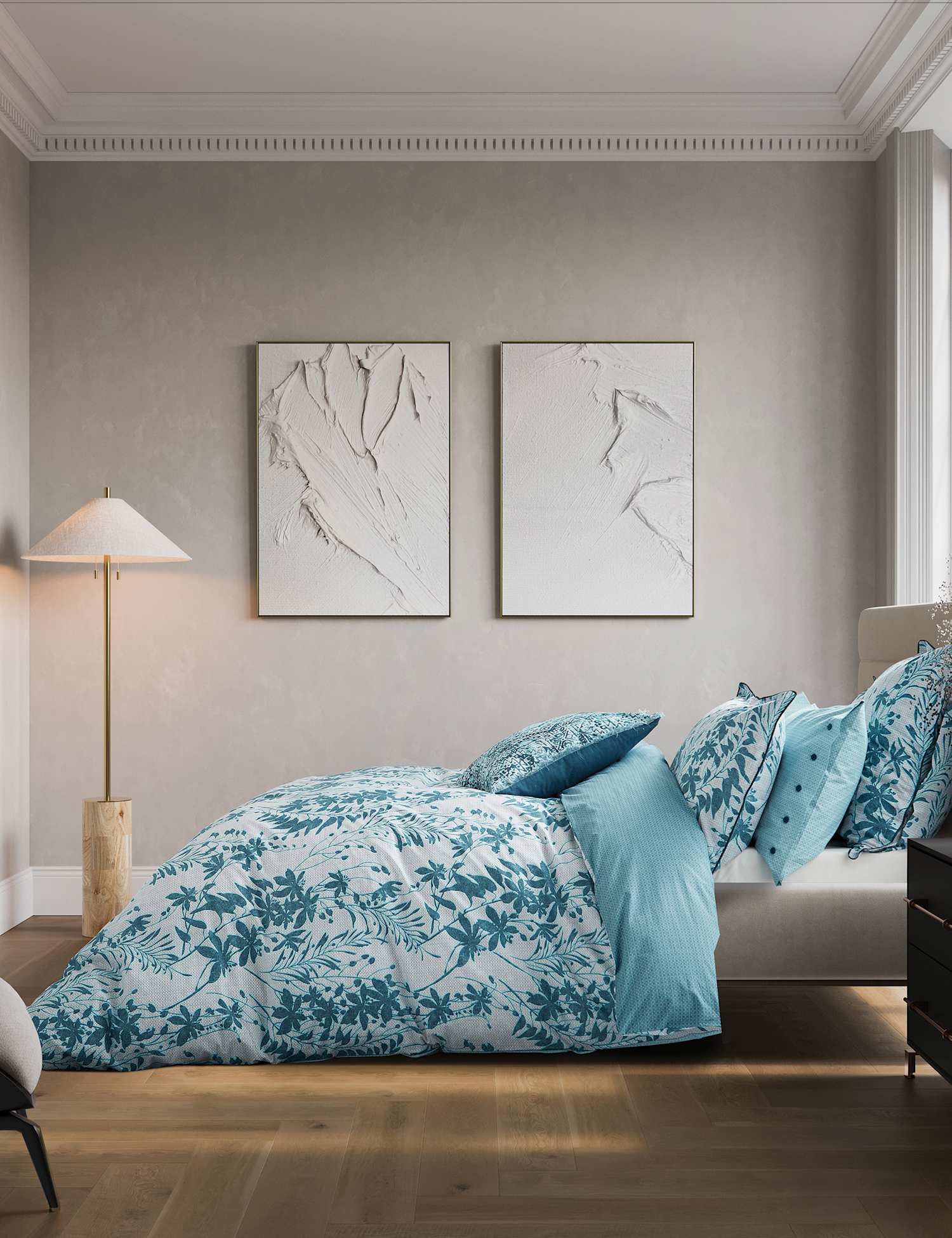 Bedeck of Belfast Pure Cotton Mieko Bedding Set Teal Mix