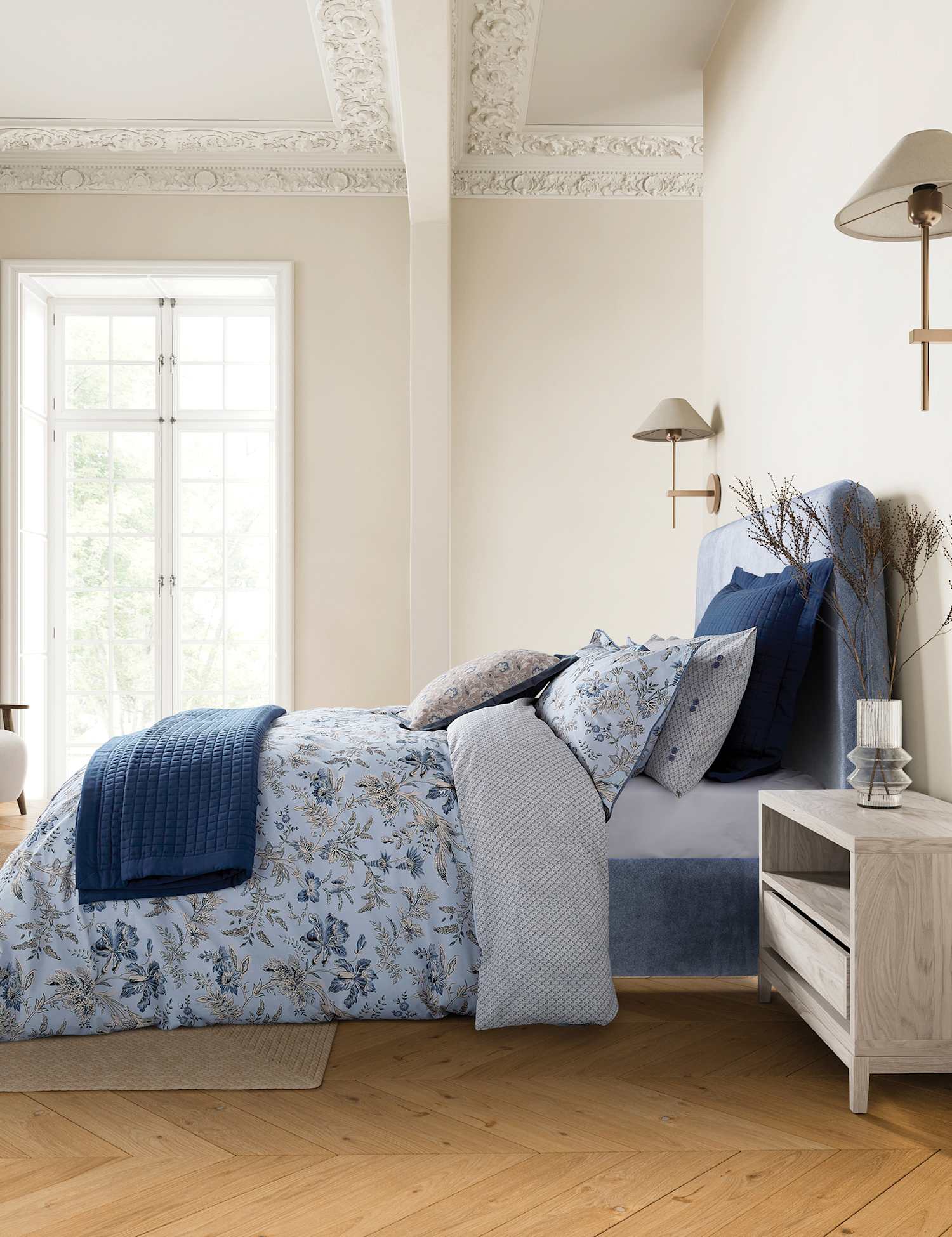Bedeck of Belfast 2 Pack Pure Cotton Lorelei Pillowcases Blue Mix