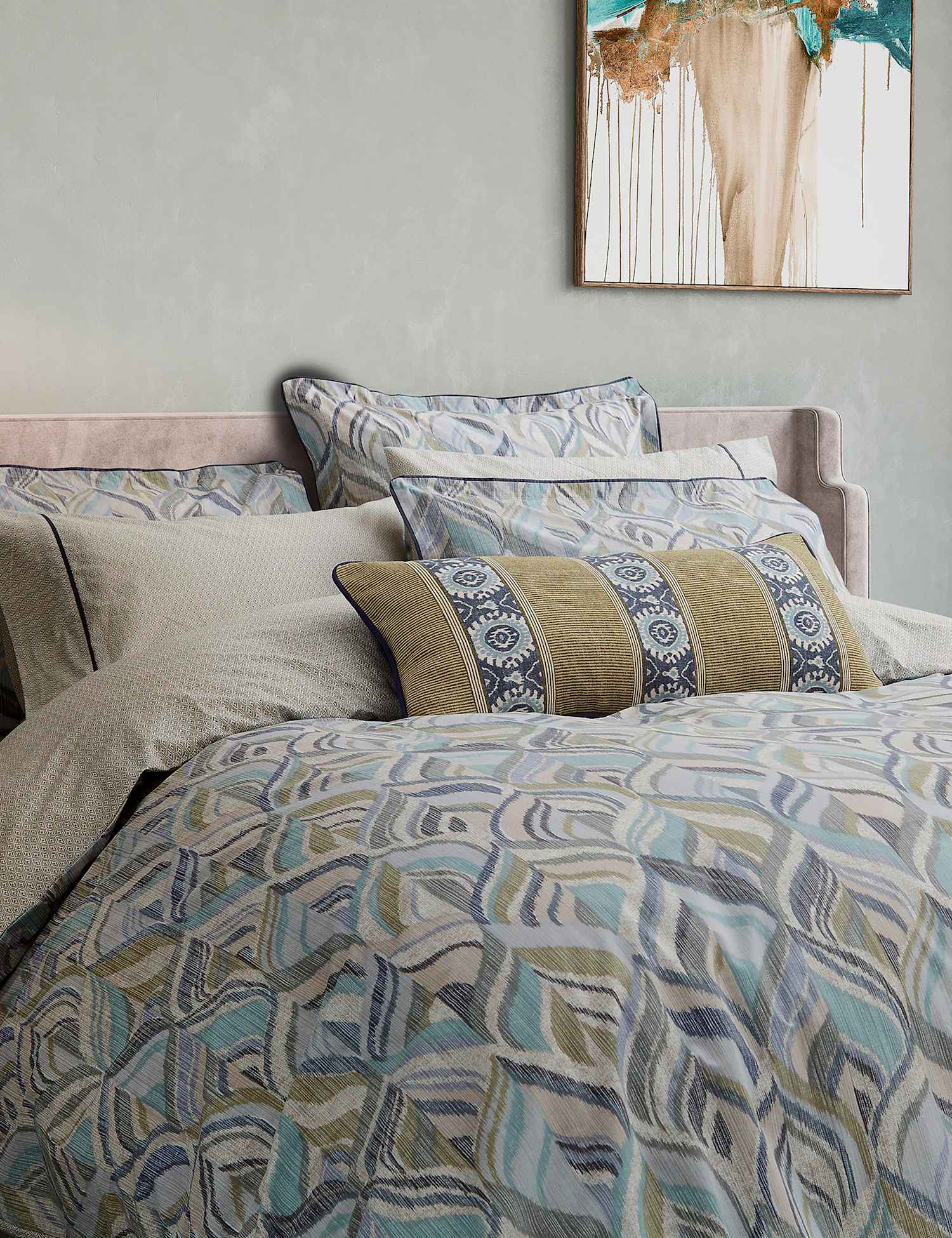 Bedeck of Belfast 2 Pack Pure Cotton Rayanne Pillowcases Teal Mix