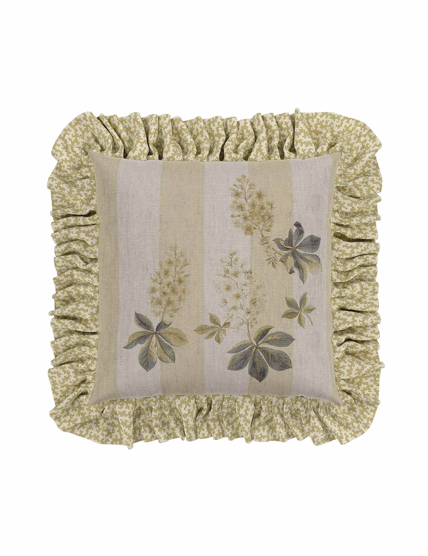 Sanderson Pure Cotton Chestnut Tree Print Cushion Light Green