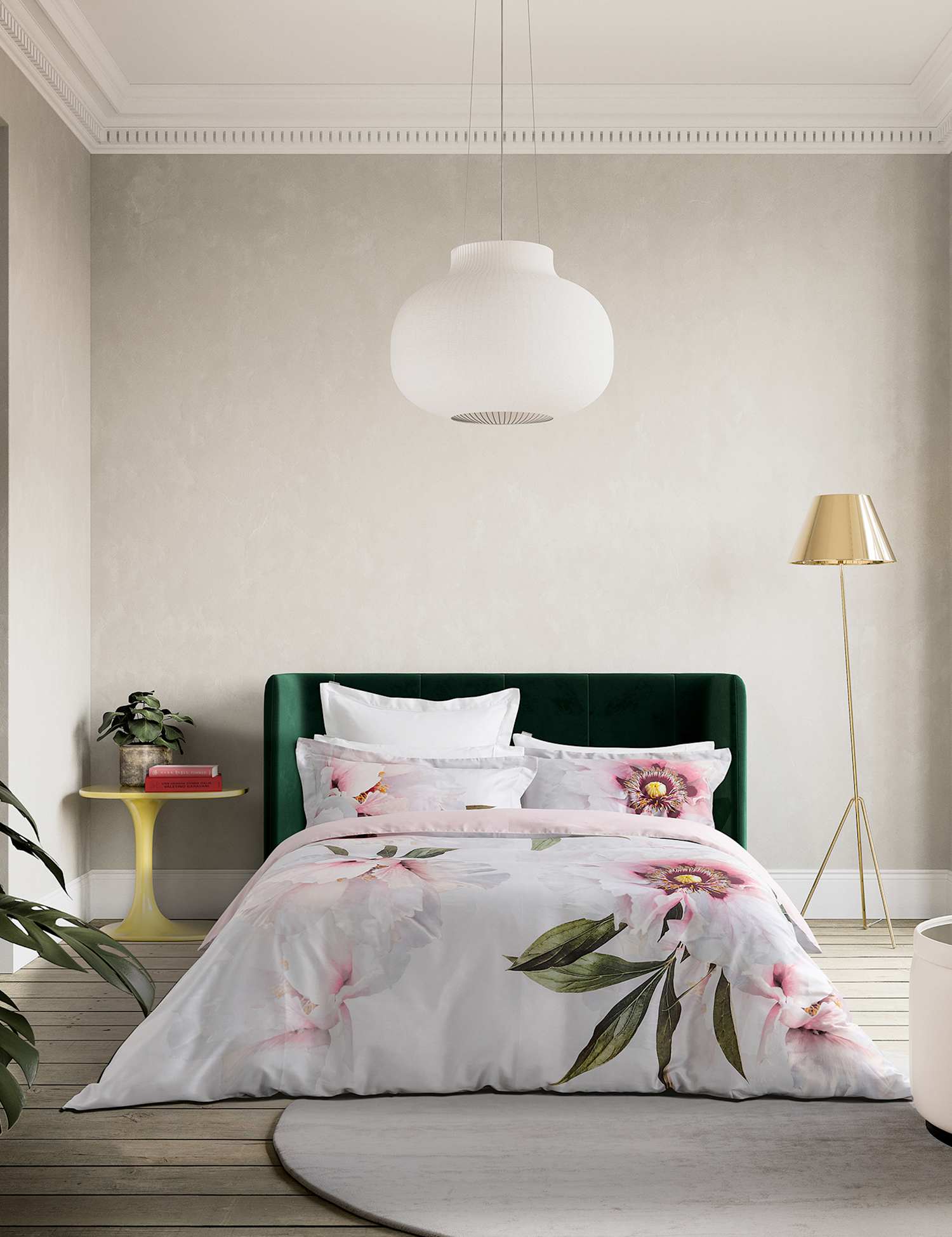 Ted Baker Sateen Peony Floral Bedding Set Grey Mix
