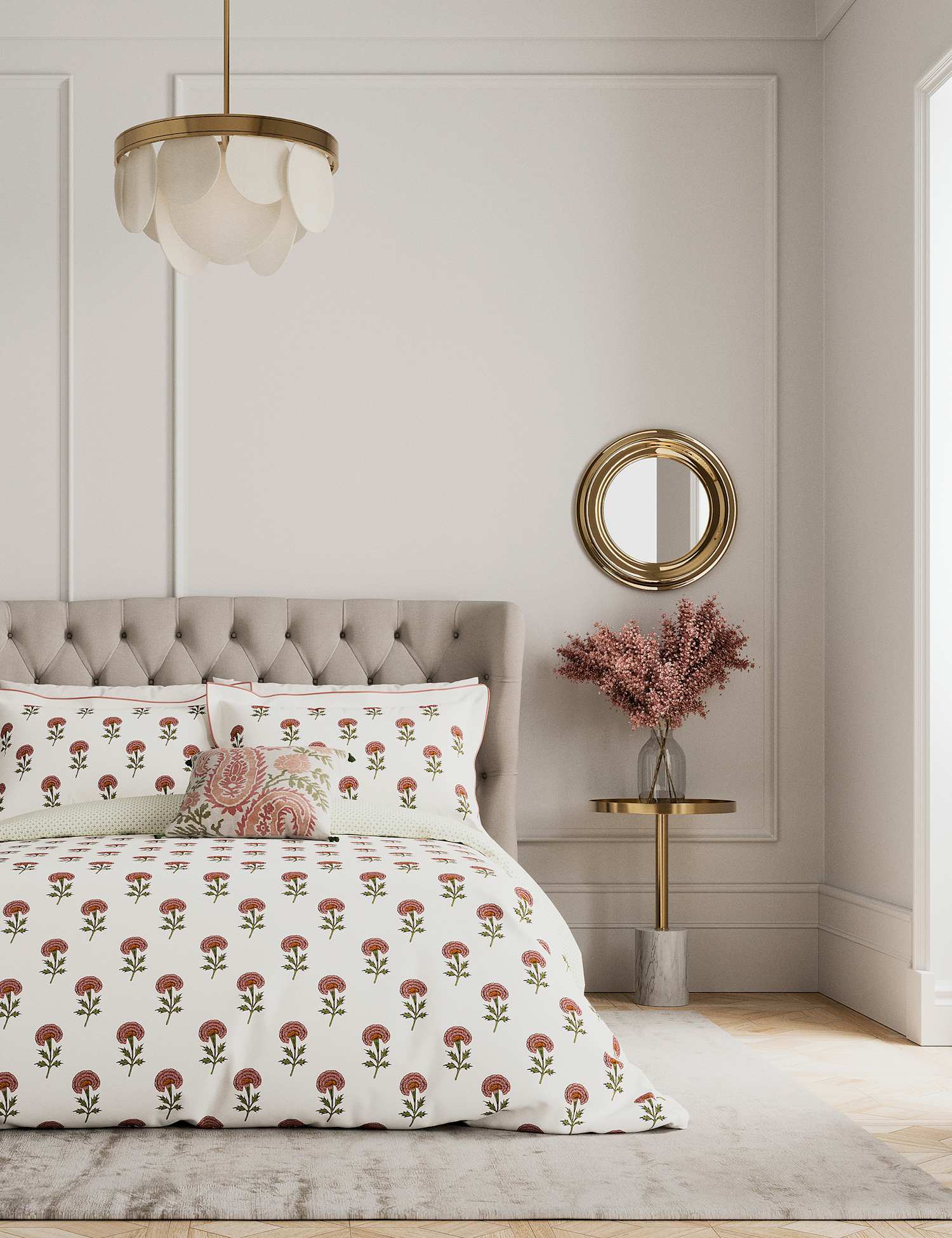 V&A Pure Cotton Regal Marigold Bedding Set Dusky Rose