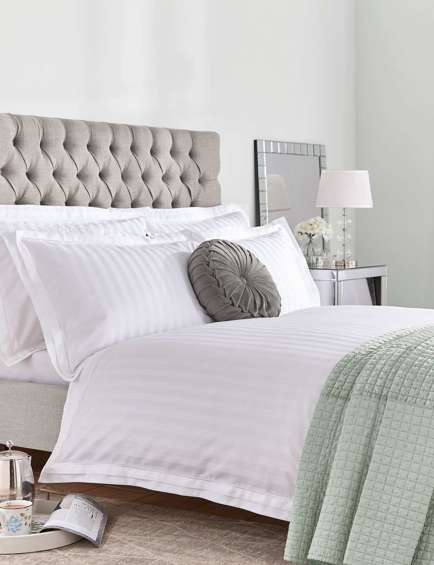 Laura Ashley Pure Cotton Sateen Shalford Bedding Set White