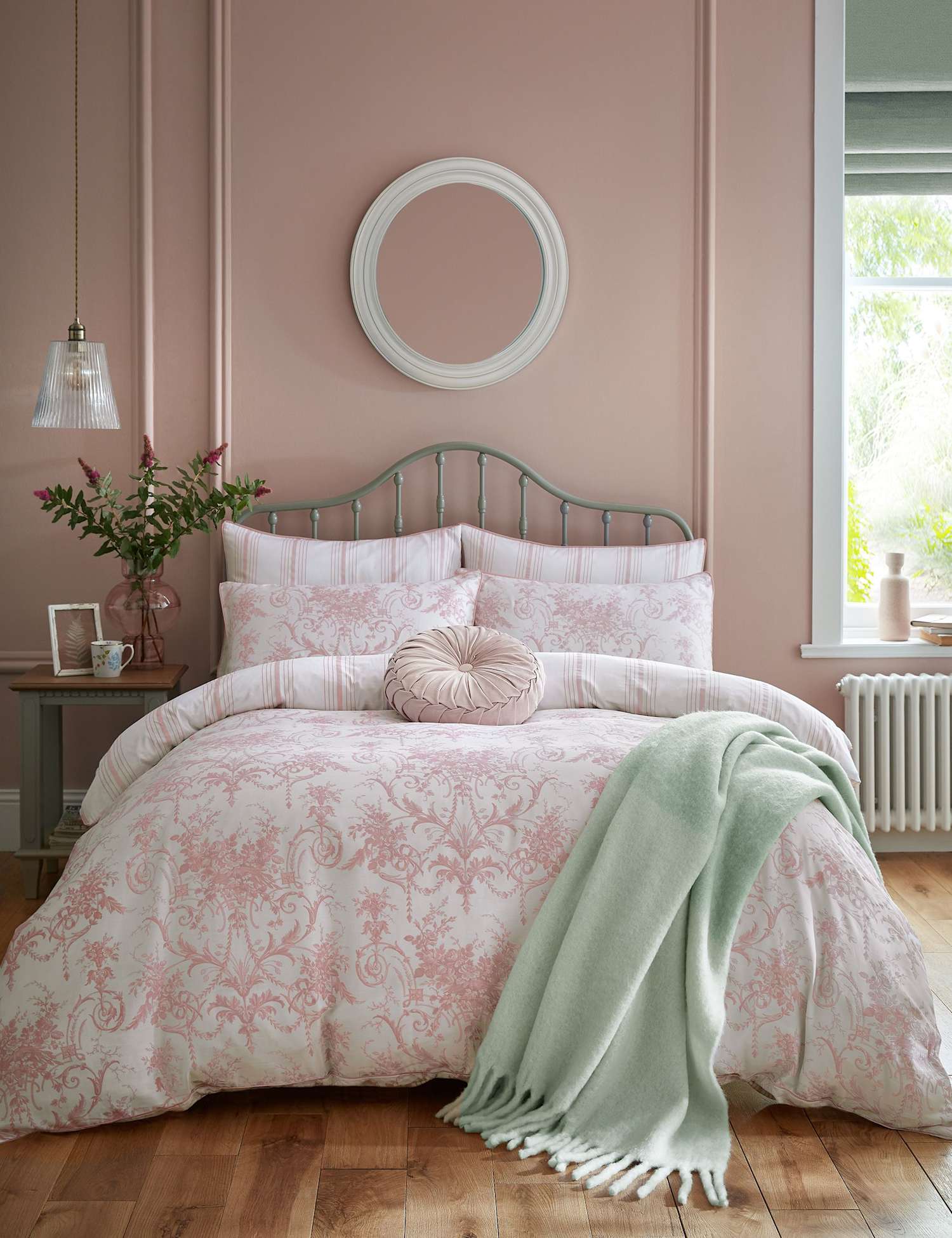 Laura Ashley Tuileries Reversible Bedding Set Light Pink Mix