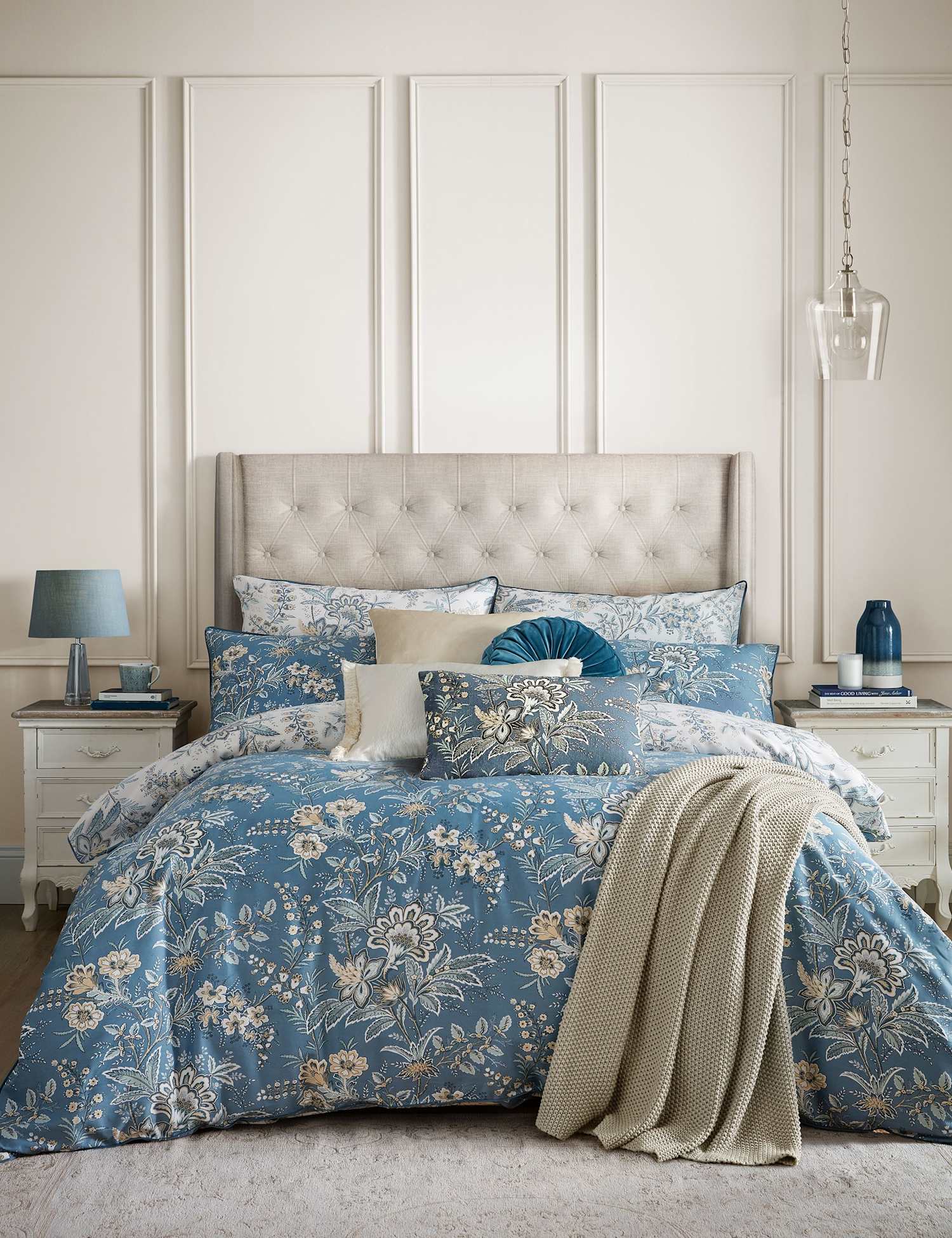 Laura Ashley Floral Marlbrook Reversible Bedding Set Blue Mix