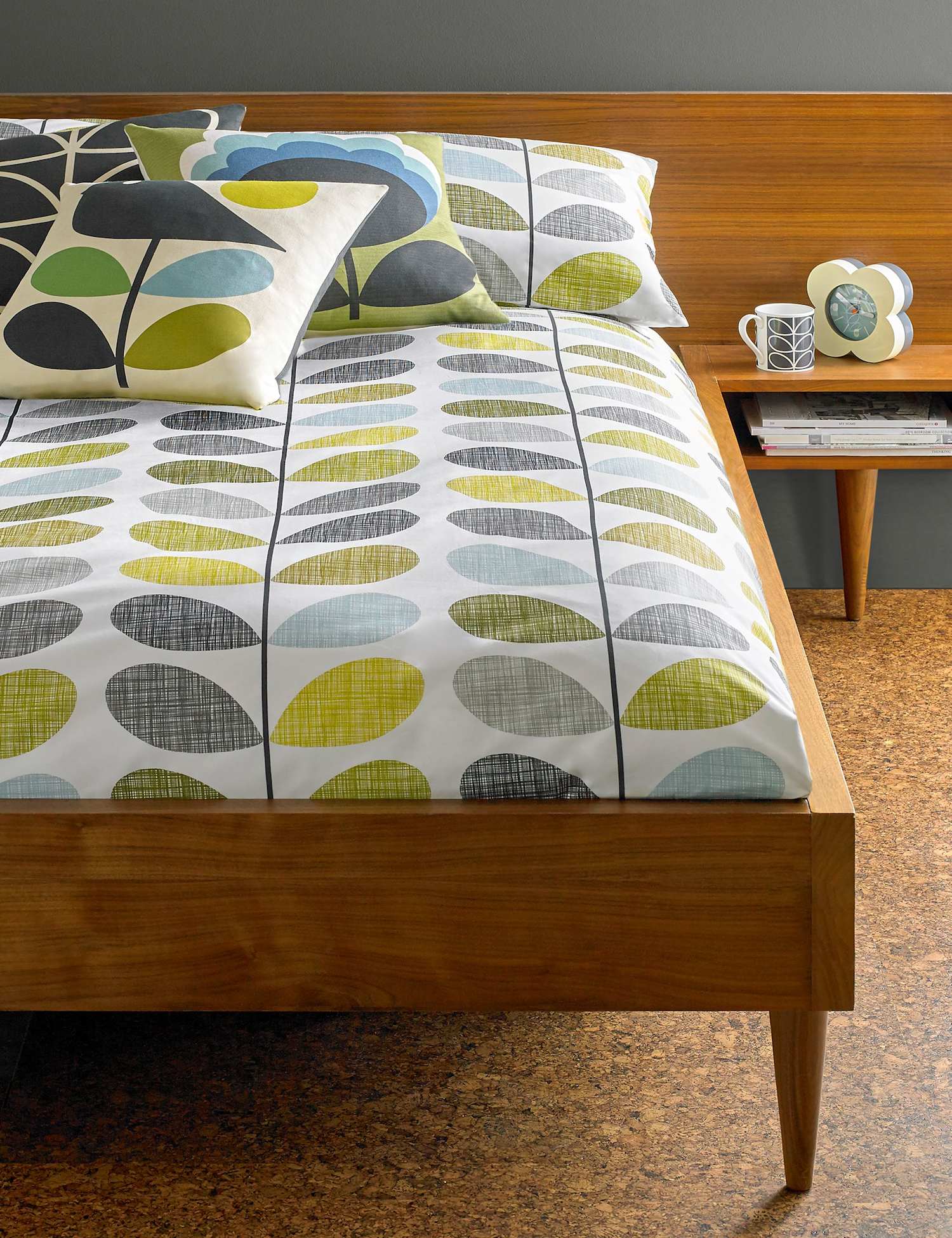 Orla Kiely Pure Cotton Scribble Stem Duvet Cover Duck Egg