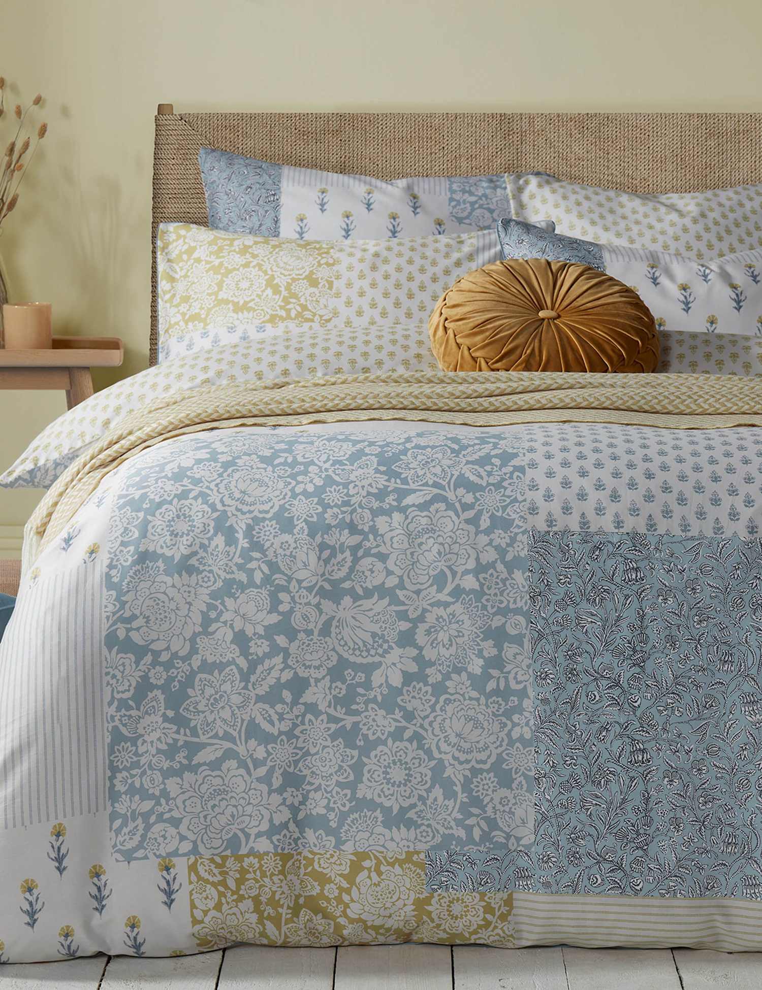 Laura Ashley Pure Cotton Laurissa Patchwork Bedding Set Blue Mix