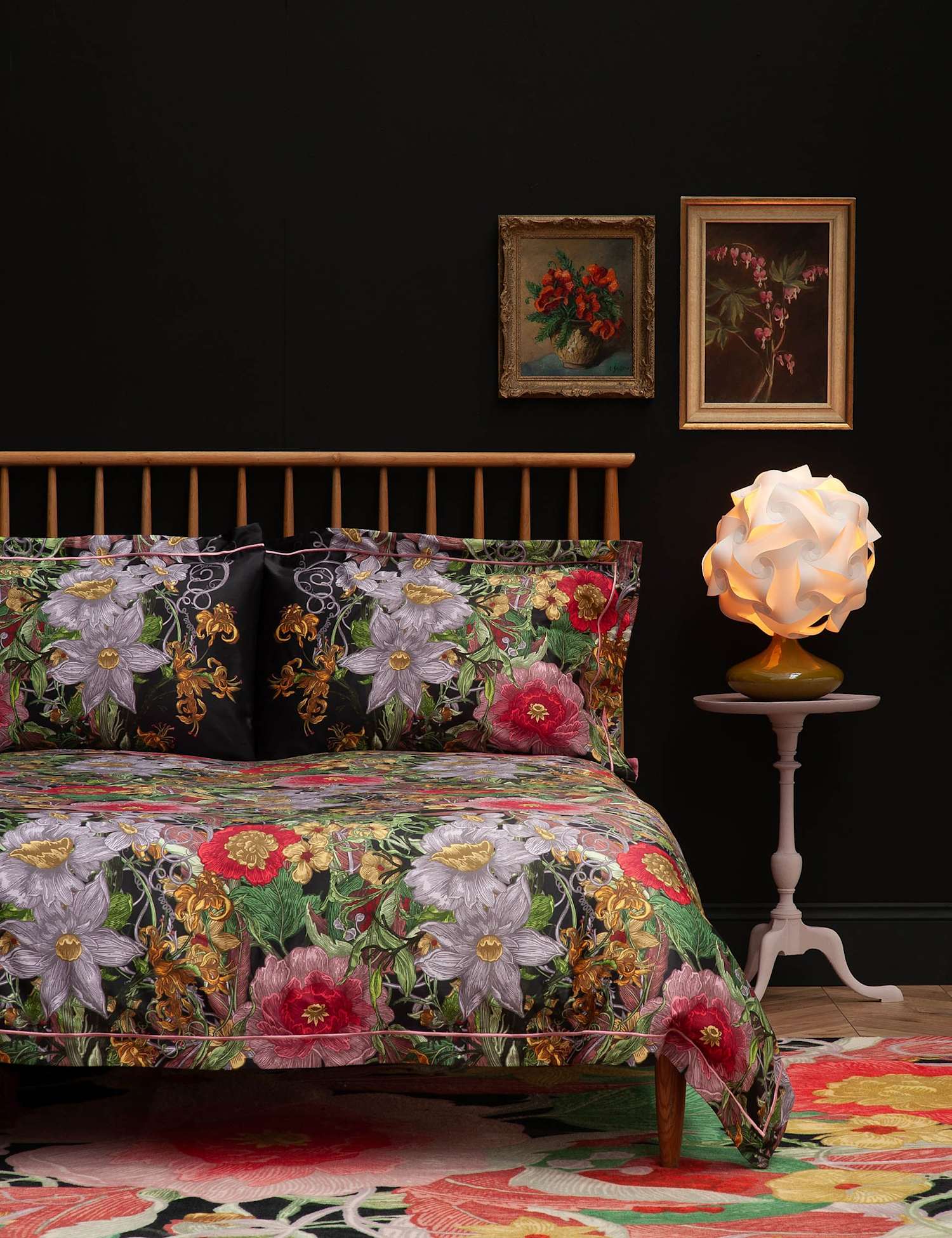 Timorous Beasties Pure Cotton Sateen Berkeley Blooms Bedding Set Dark Navy Mix
