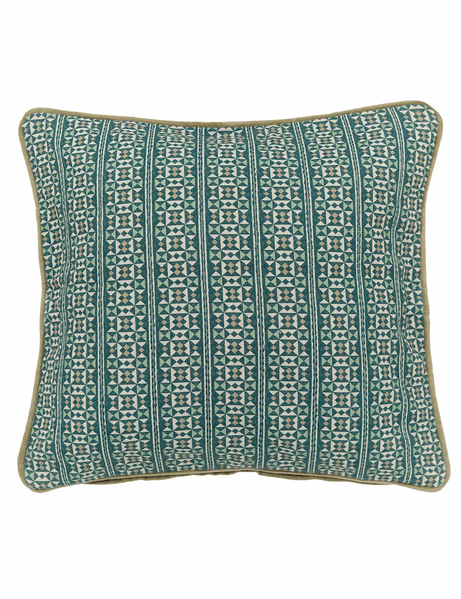 Bedeck of Belfast Azmi Geometric Square Cushion Teal Mix