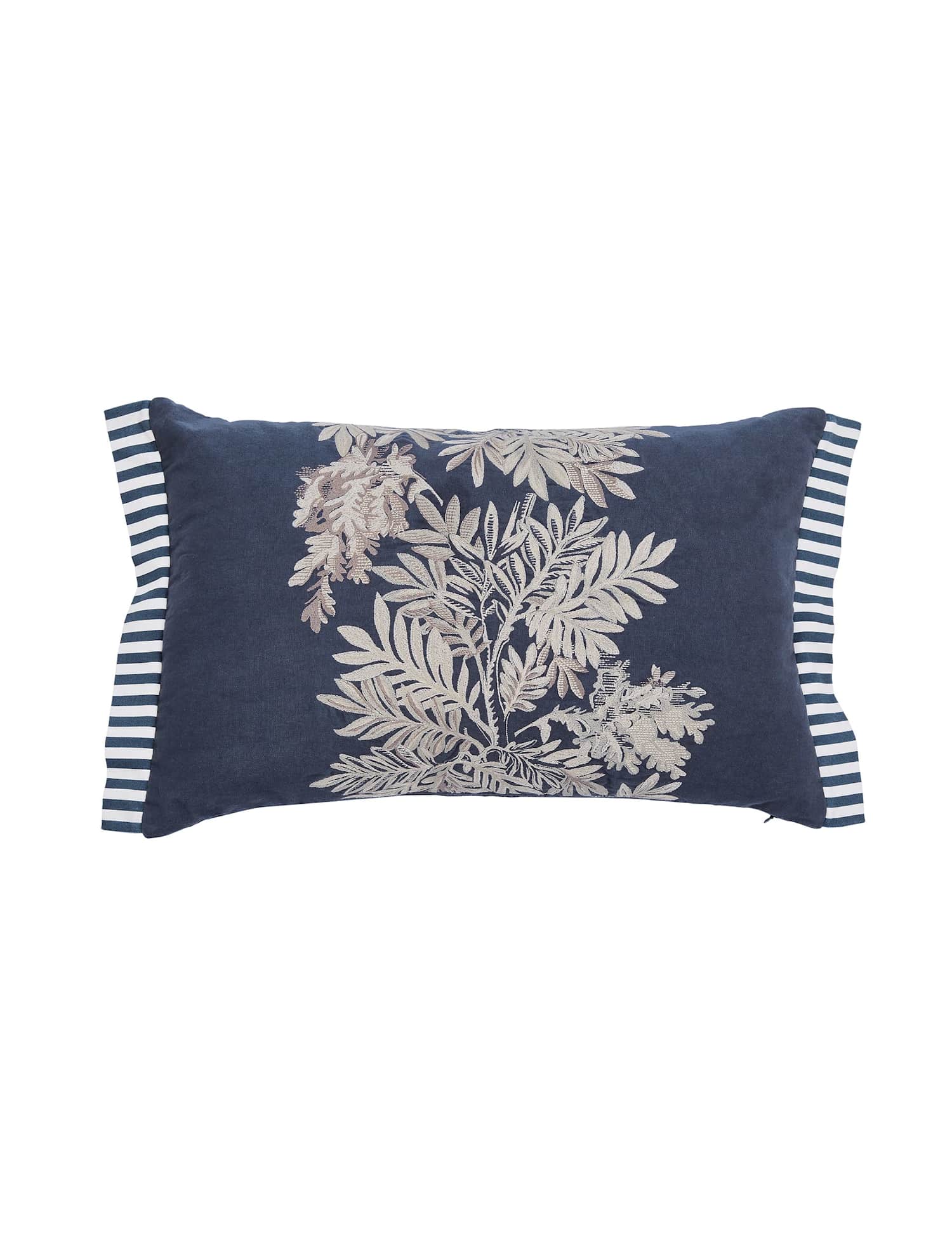 Sanderson Tapestry Tree & Striped Square Cushion Blue Mix