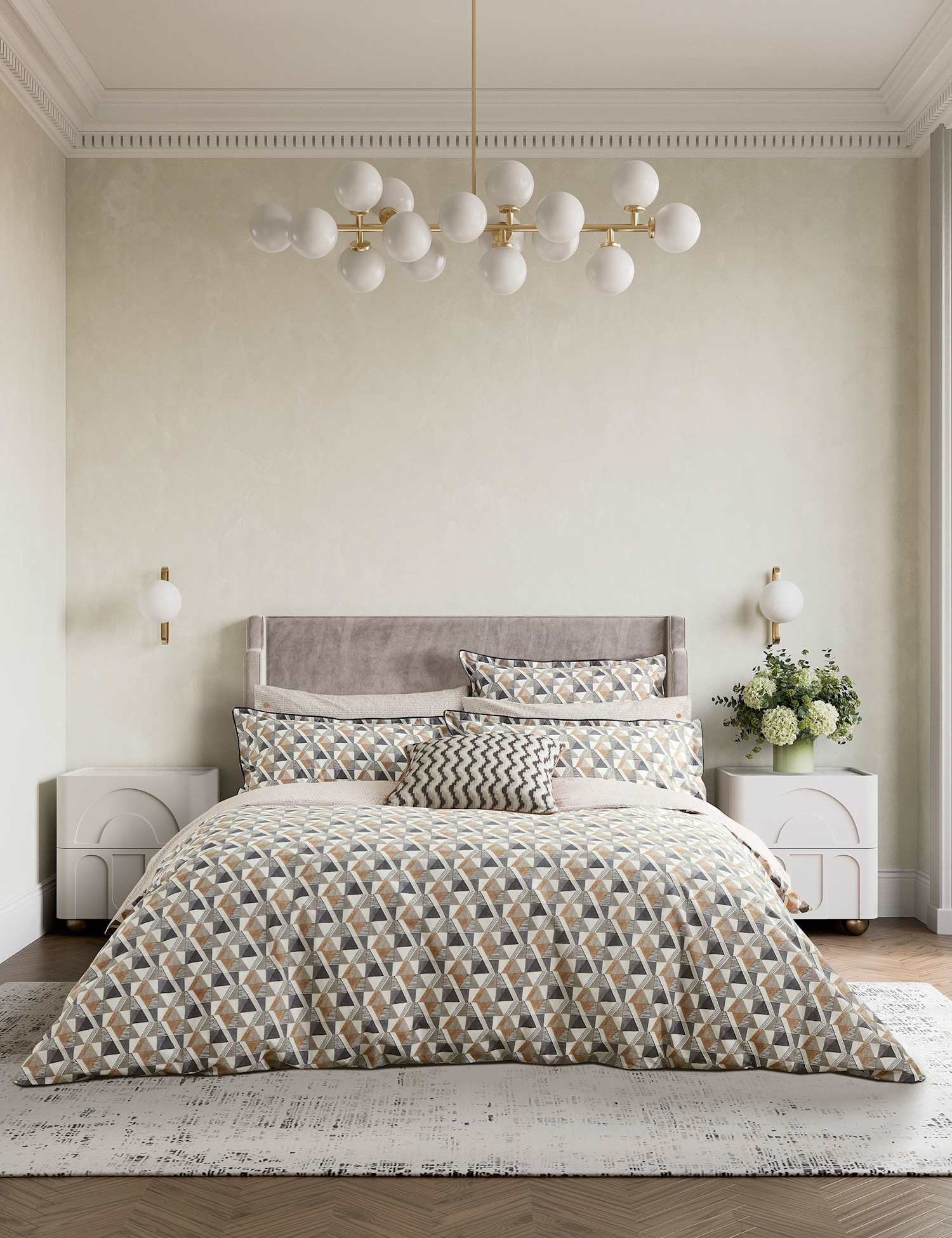 Bedeck of Belfast Pure Cotton Harun Bedding Set Charcoal Mix