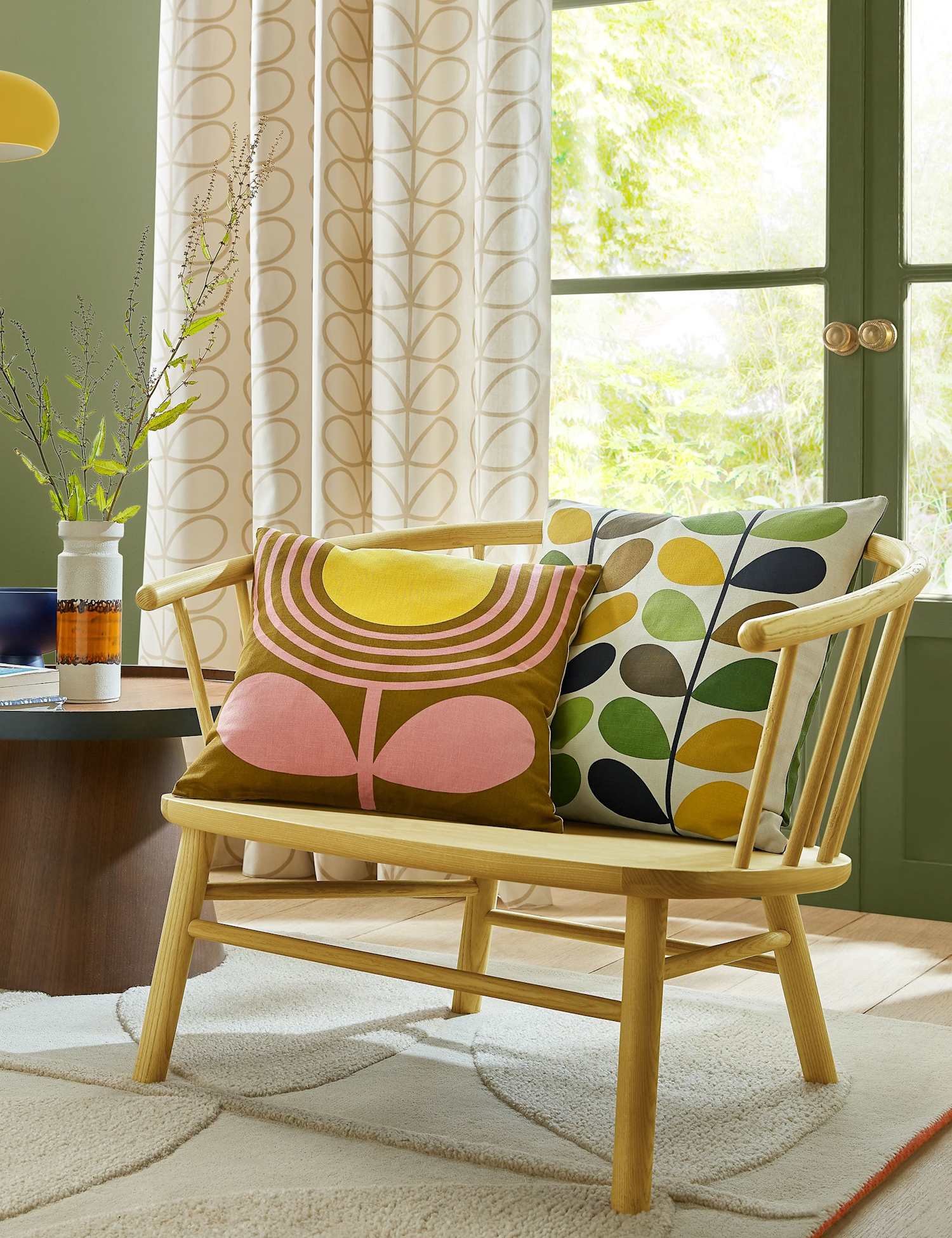 Orla Kiely Pure Cotton Striped Tulip Reversible Cushion Brown Mix