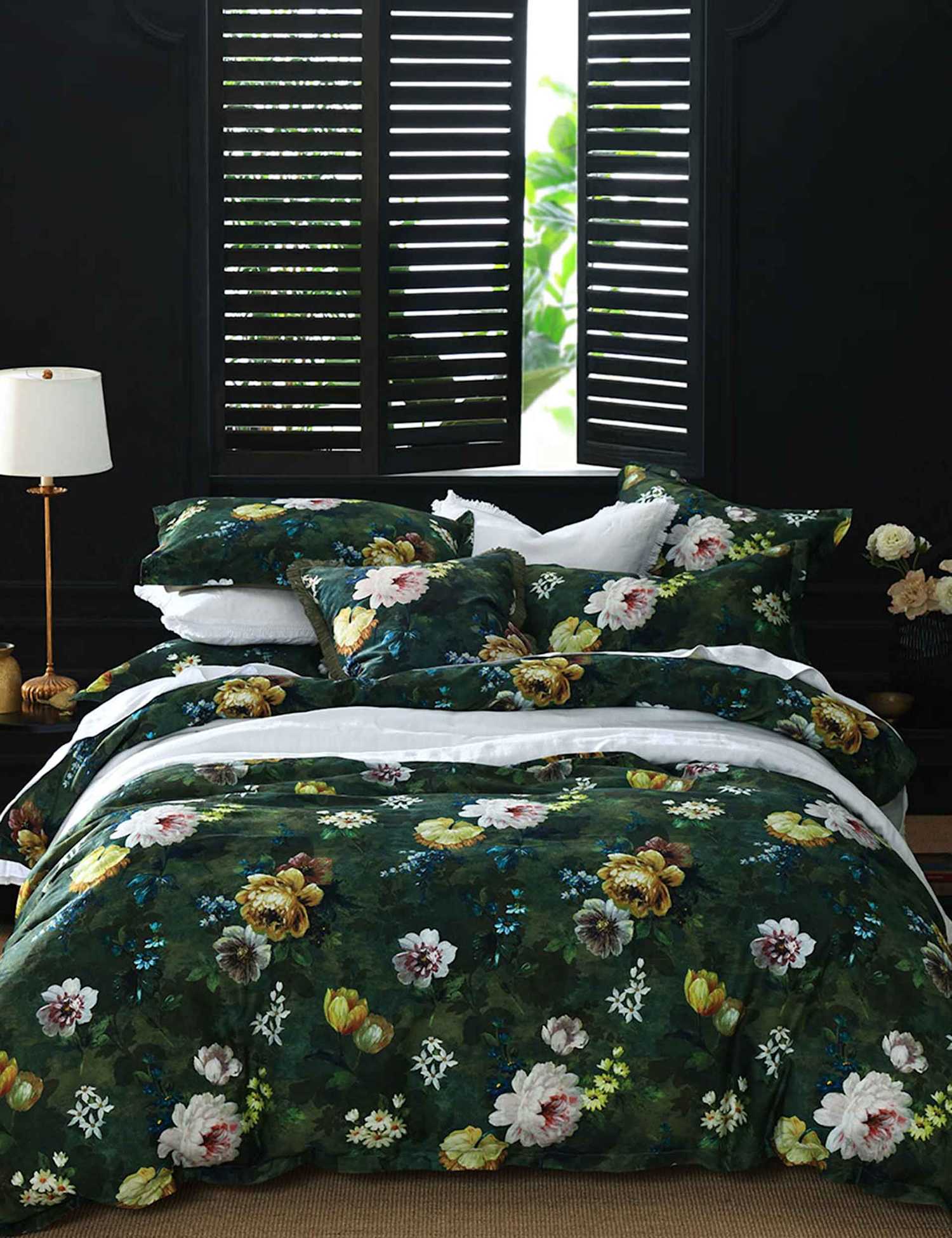 MM Linen Pure Cotton Lorenza Reversible Bedding Set Green Mix