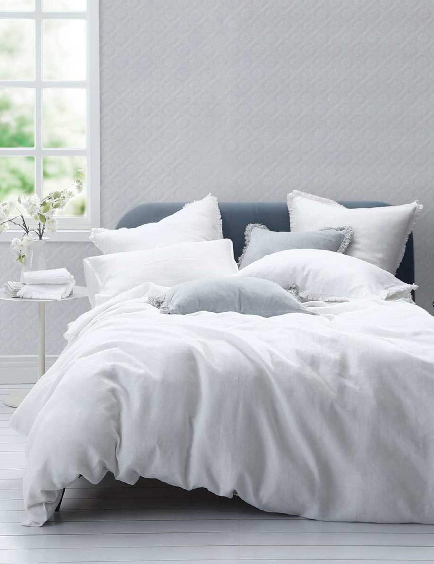 MM Linen Laundered Pure Linen Bedding Set White