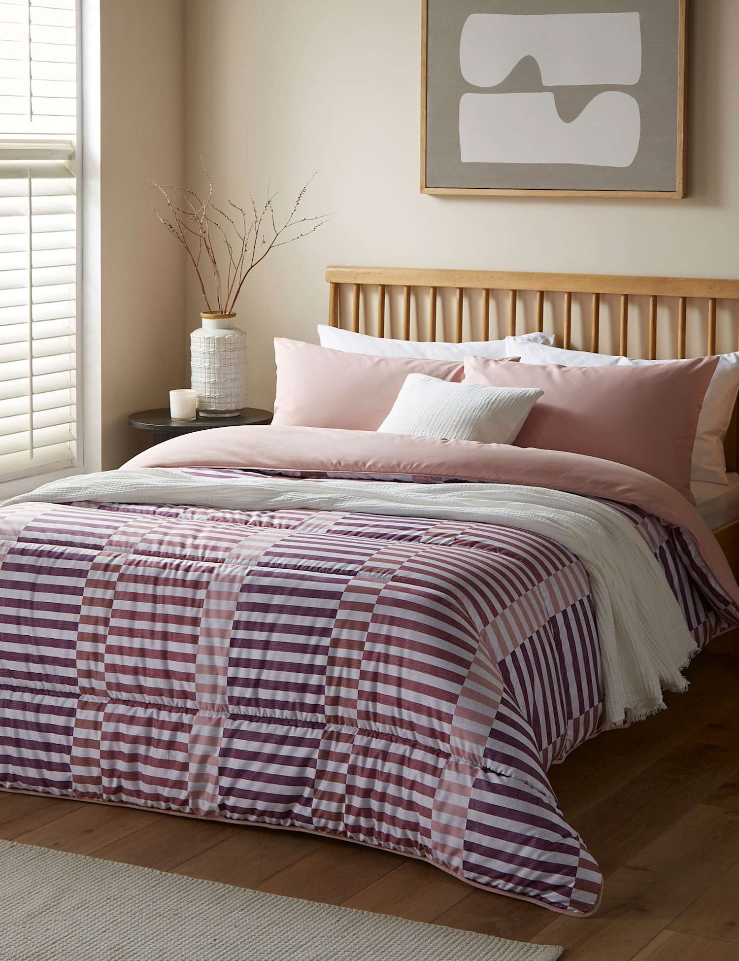 Nightlark Rosy Stripes 10.5 Tog Coverless Duvet Set Pink