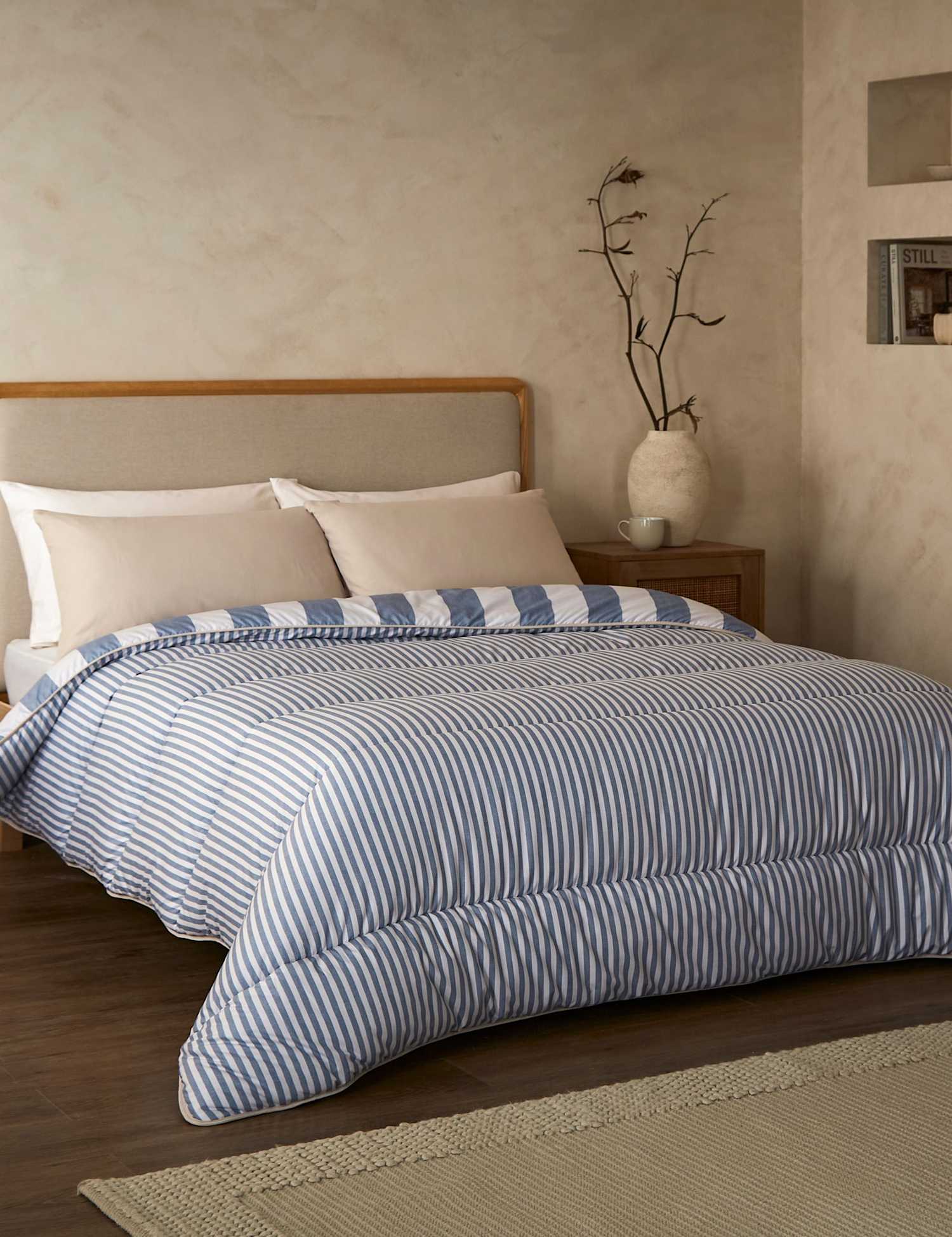 Nightlark Striped 10.5 Tog Coverless Duvet Set Light Blue
