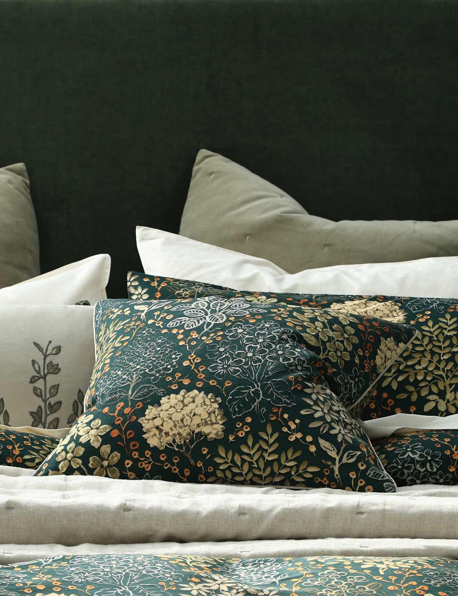 MM Linen Pure Cotton Limetta Cushion Green Mix