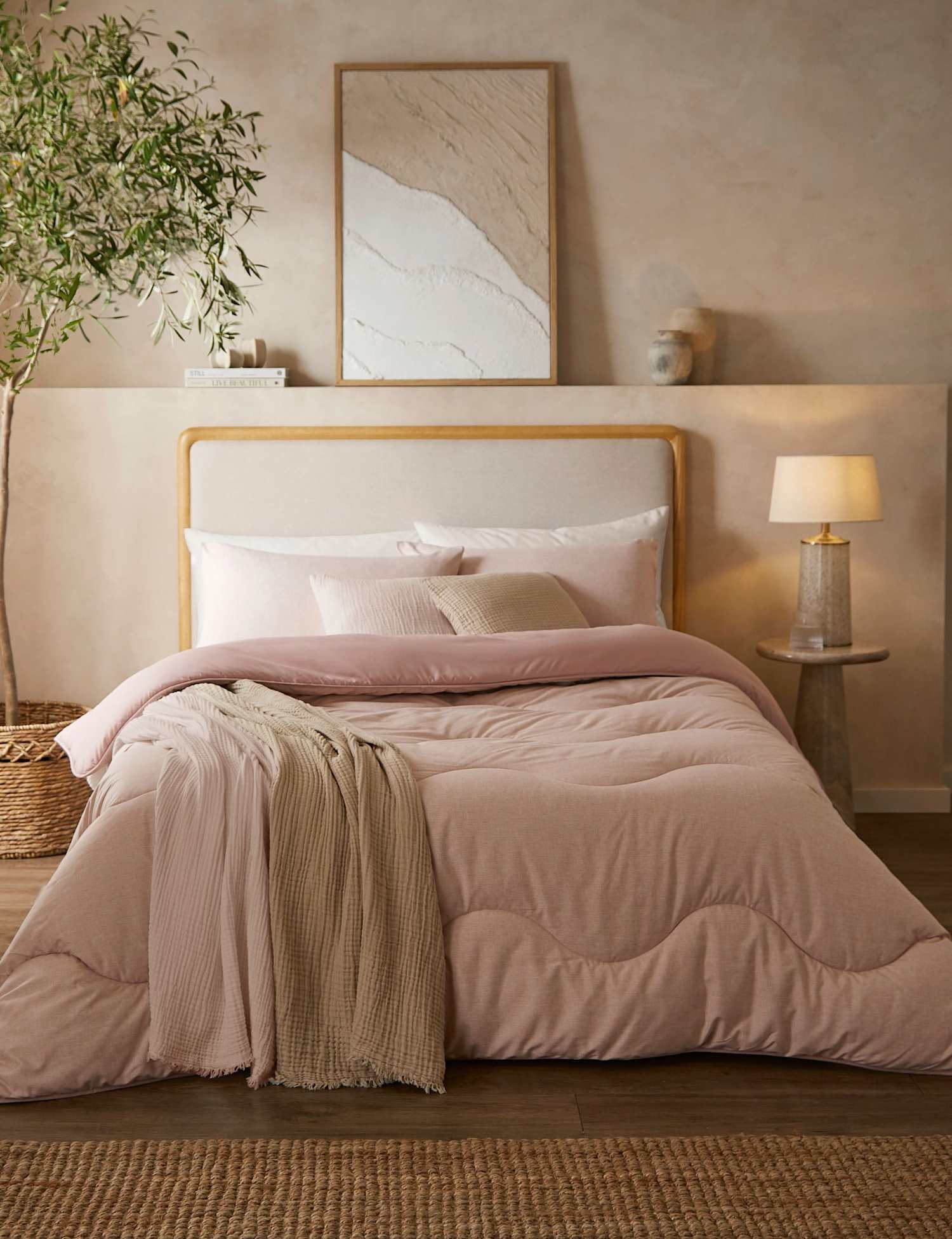 Nightlark Soft Weave 10.5 Tog Coverless Duvet Set Light Pink