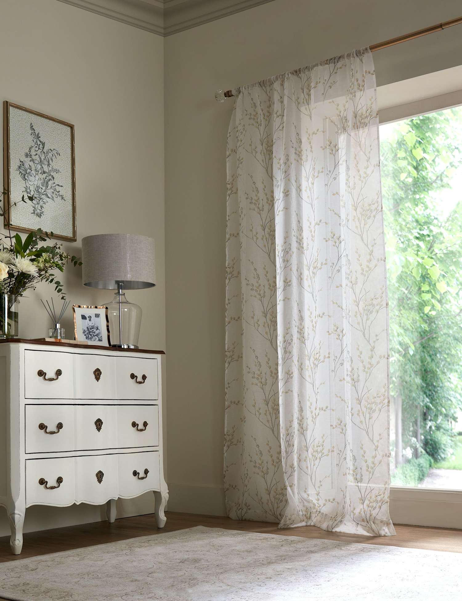 Laura Ashley Sheer Voile Panel Slot Top Curtain Light Grey
