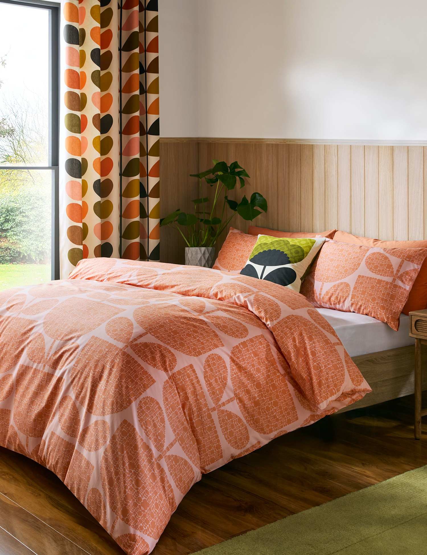 Orla Kiely Pure Cotton Block Garden Bedding Set Orange