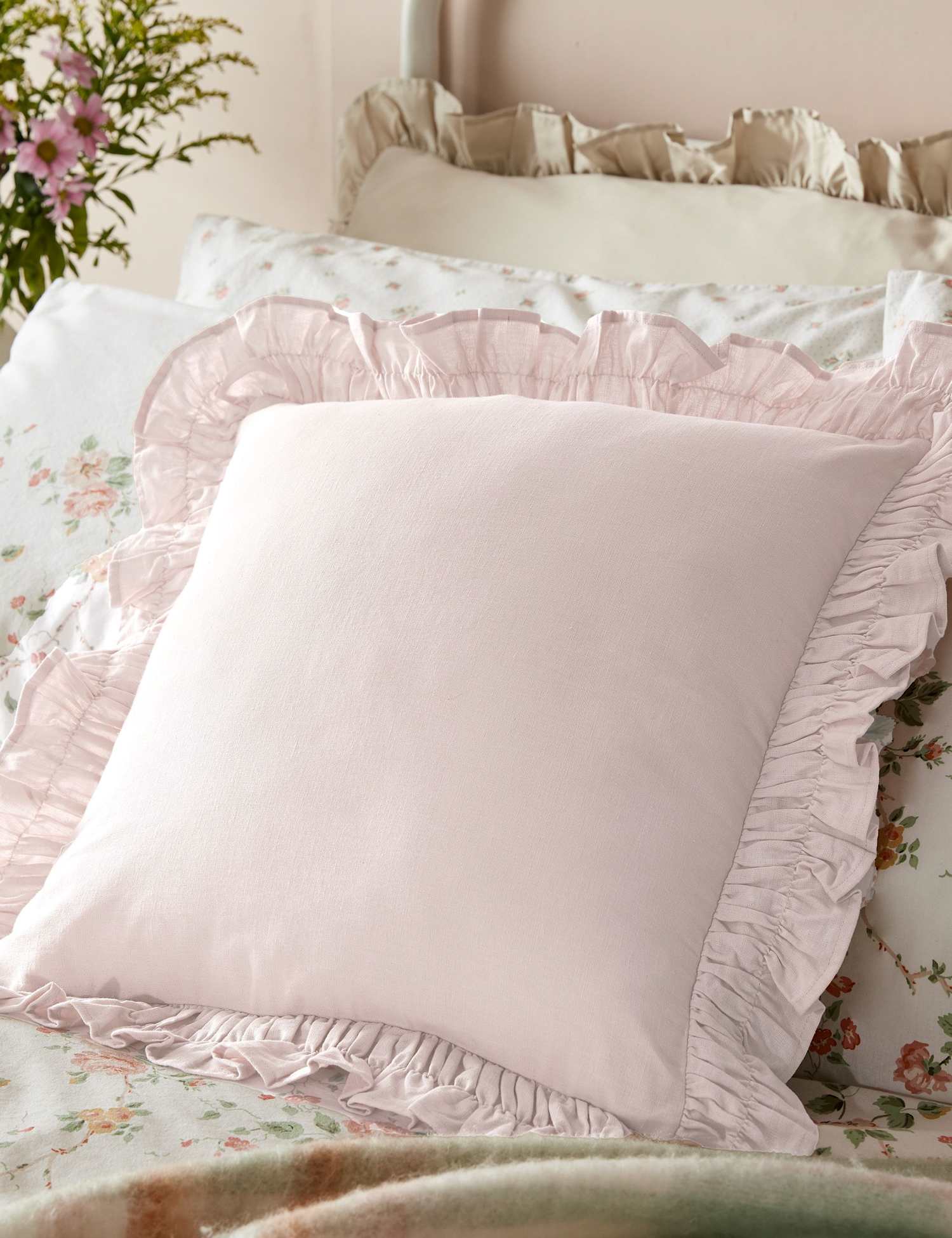 Laura Ashley Cotton Rich Idina Cushion Light Pink