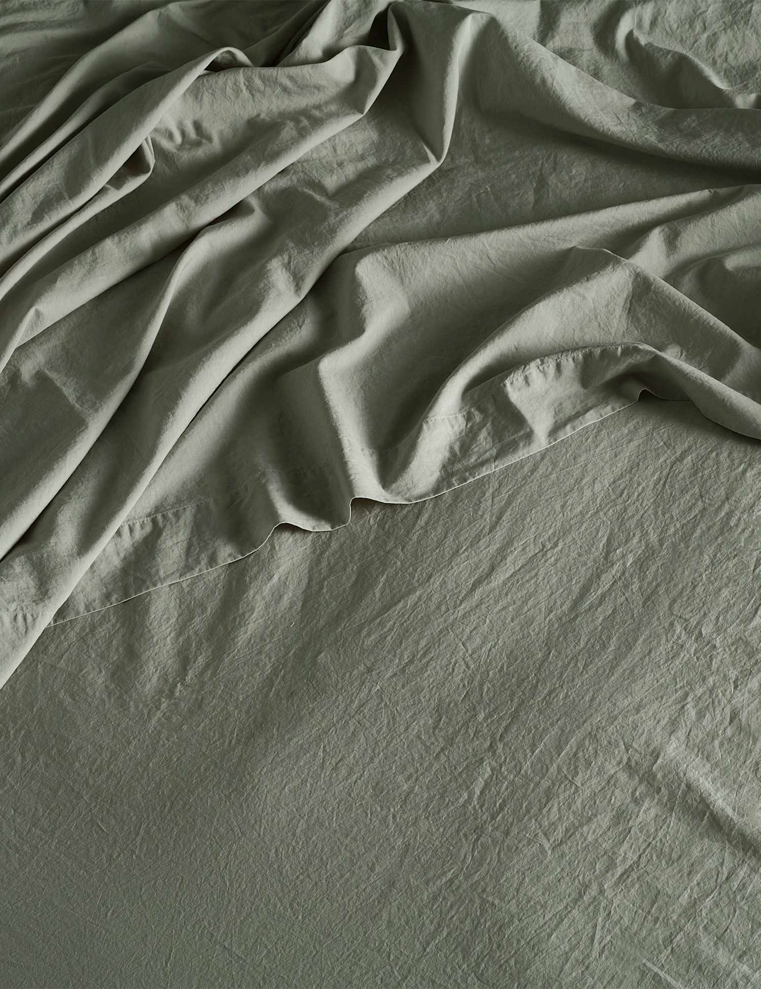Bedfolk Washed Cotton 300 Thread Count Flat Sheet Khaki